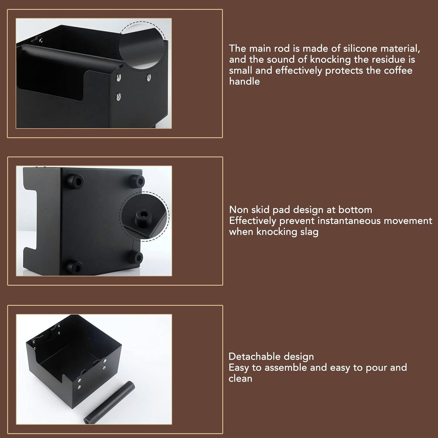 Stainless Steel Antiskid Drawer Type Coffee Knock Box Coffee Grind Dump Bucket for Milk Tea Coffee Maker