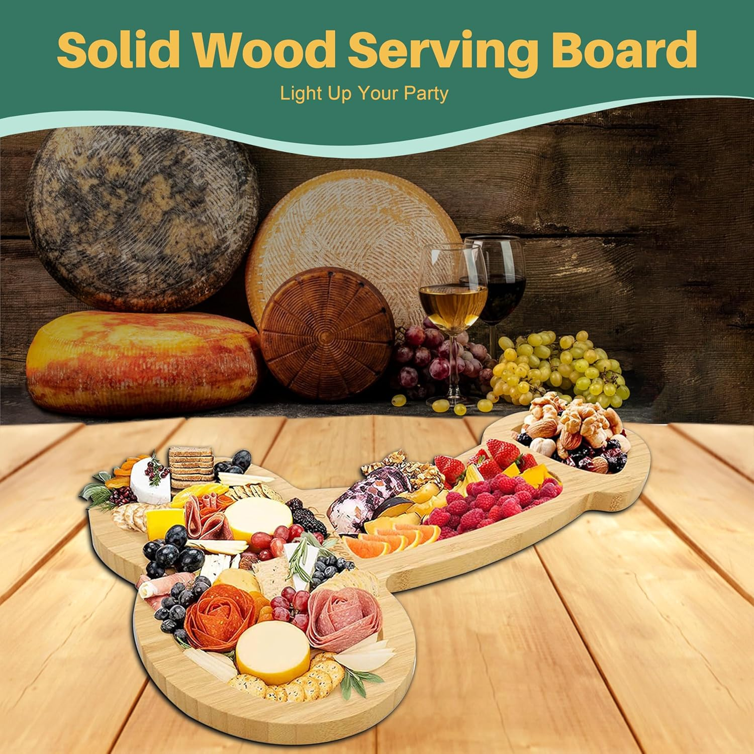 Funny Aperitif Board, Solid Wood Charcuterie and Cheese Board - Novelty Kitchen Cutlery Wine Fruit Meat Large Board - Kitchen Gifts (Large Length 16") image number 3