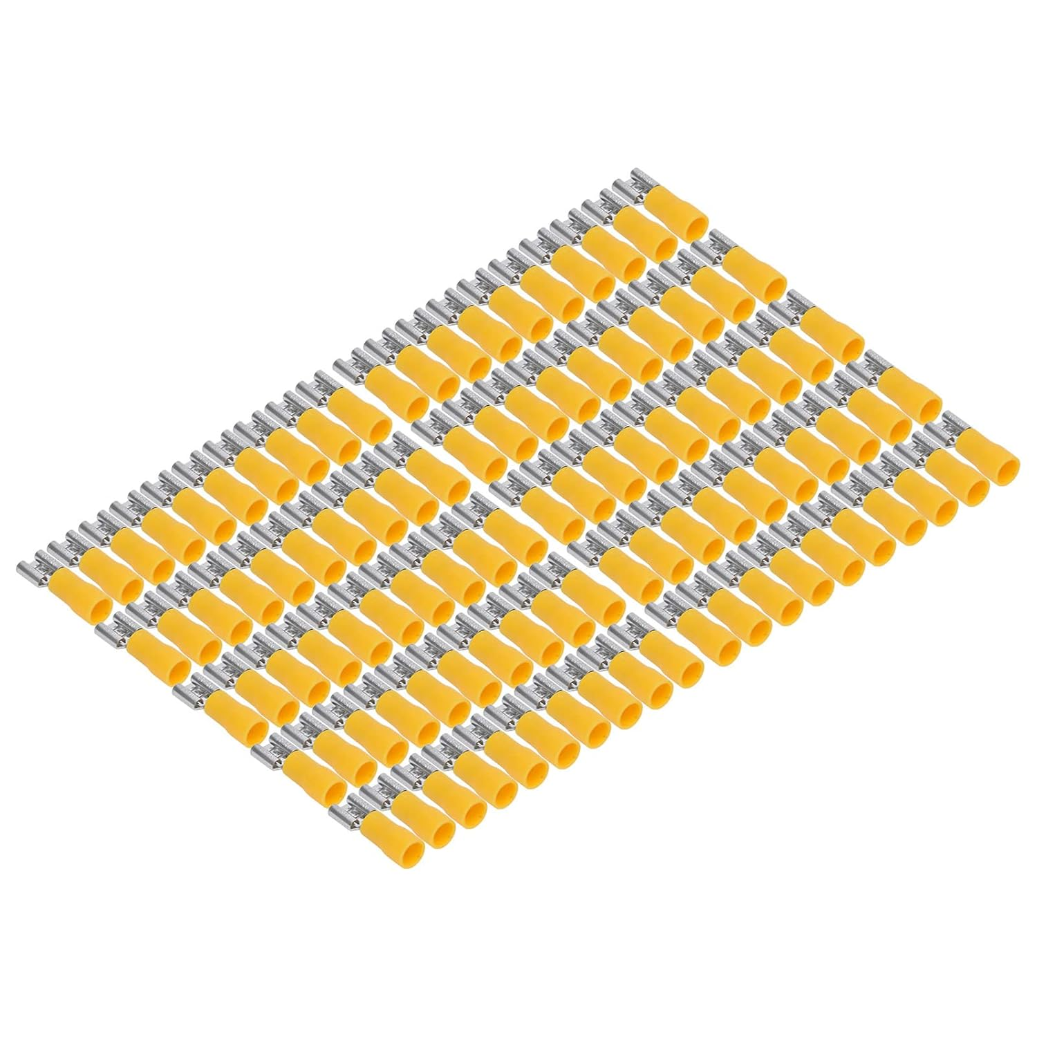 Domary 100PCS Insulated Wire Terminal Female Spade Connector for AWG 12‑10 4‑6Mm&sup2; Yellow Electrical Crimp 24A Terminal Copper PVC Set Electrical Equipment Industrial Automation image number 5