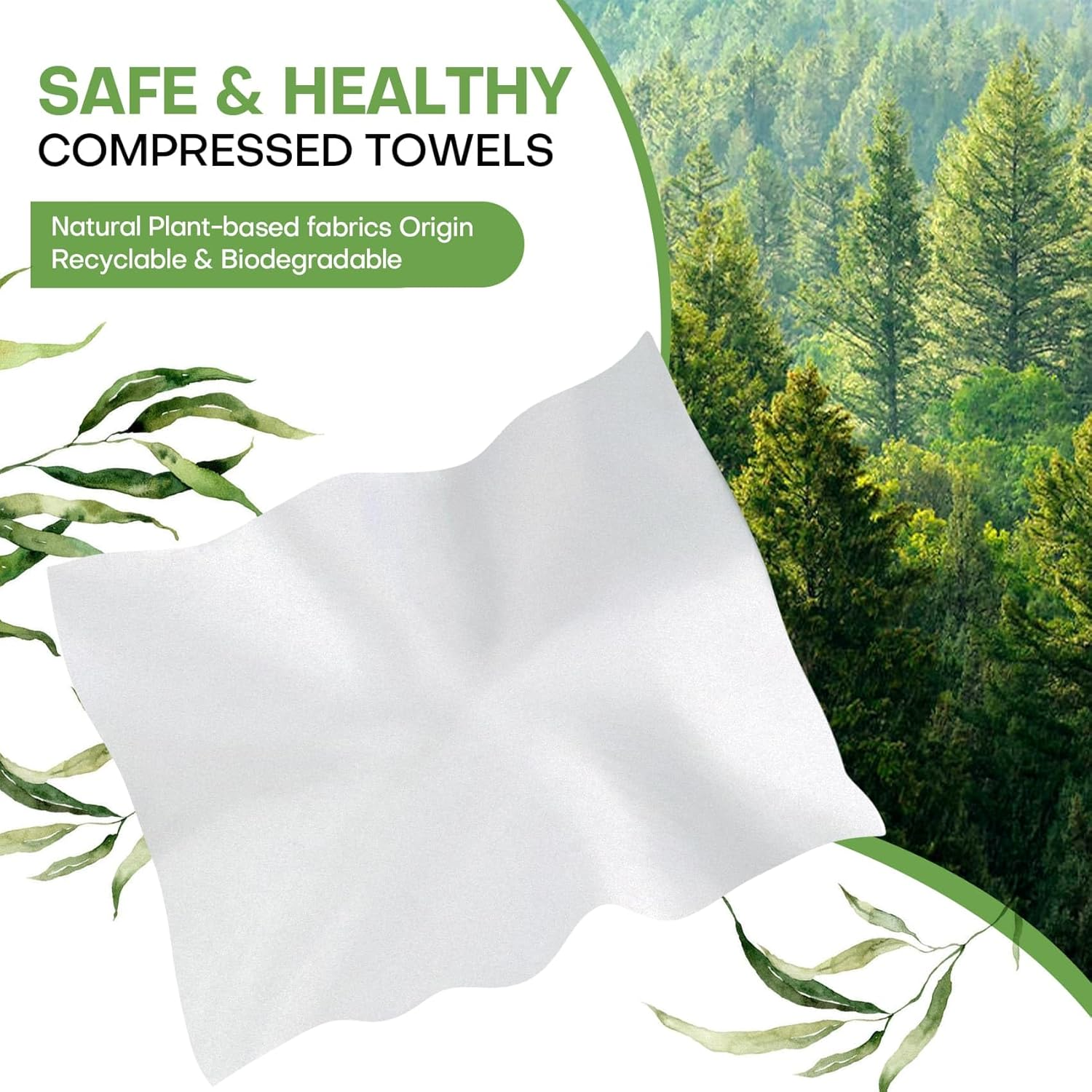 Compressed Towel Tablets for Travel 100 Pcs, Thicken 100% Cotton Disposable Face Towel Individually Wrapped, Compact Portable Mini Reusable Clean Washcloths for Camping Gym Home Beauty(Green) image number 3