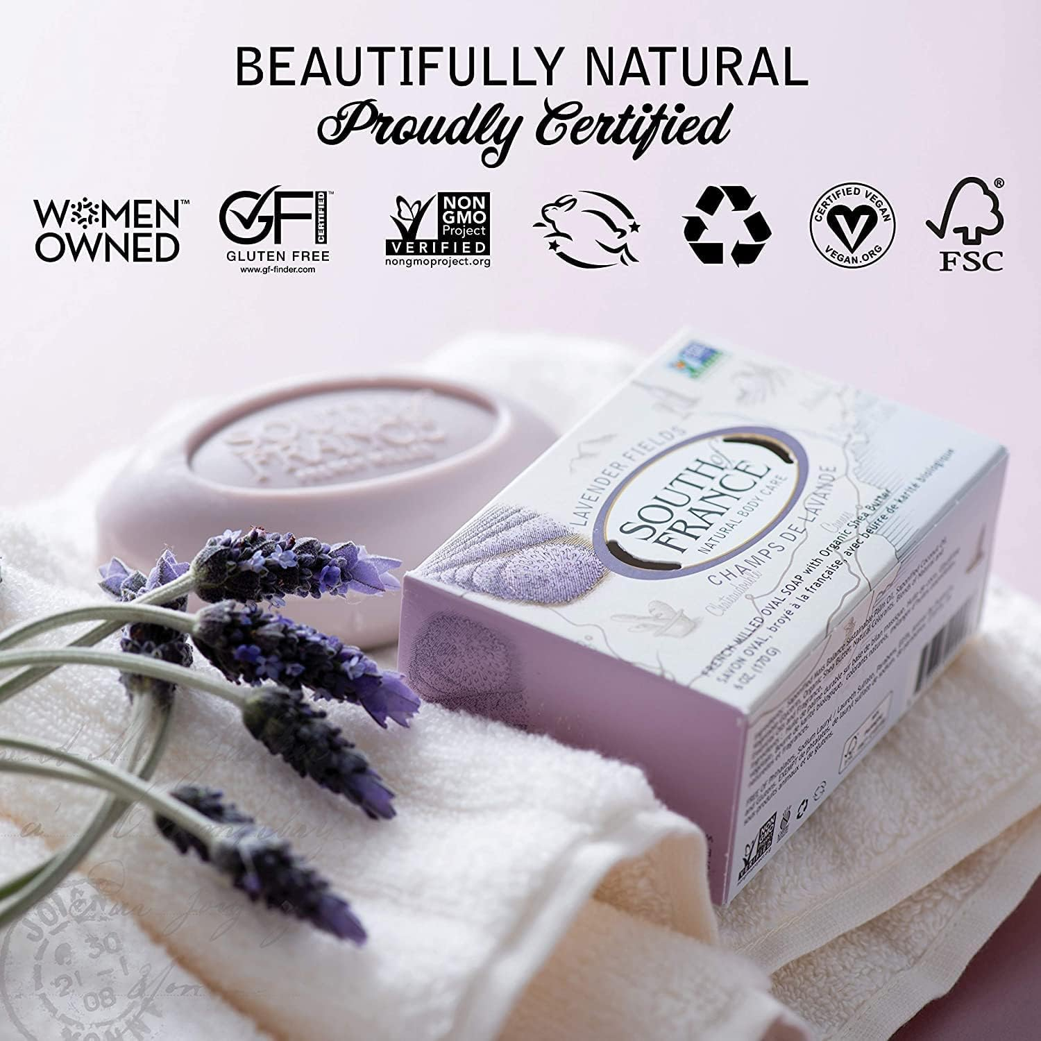 South of France - French Milled Vegetable Bar Soap Lavender Fields - 6 Oz. image number 4