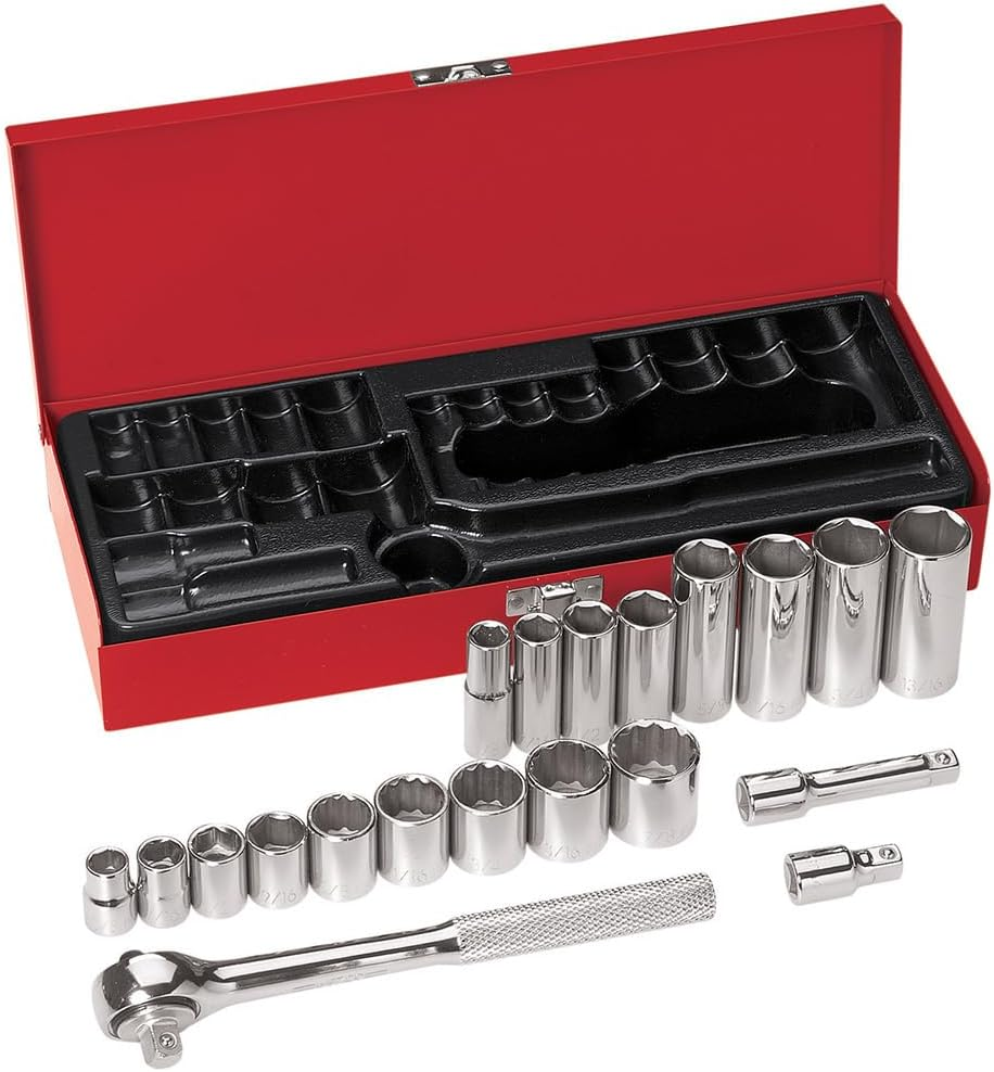 Klein Tools 65504 3/8-Inch Drive Socket Wrench Set, with 12-Point and 6-Point, and Spark Plug Sockets, 2 Extensions, Ratchet, Case, 12-Piece image number 2