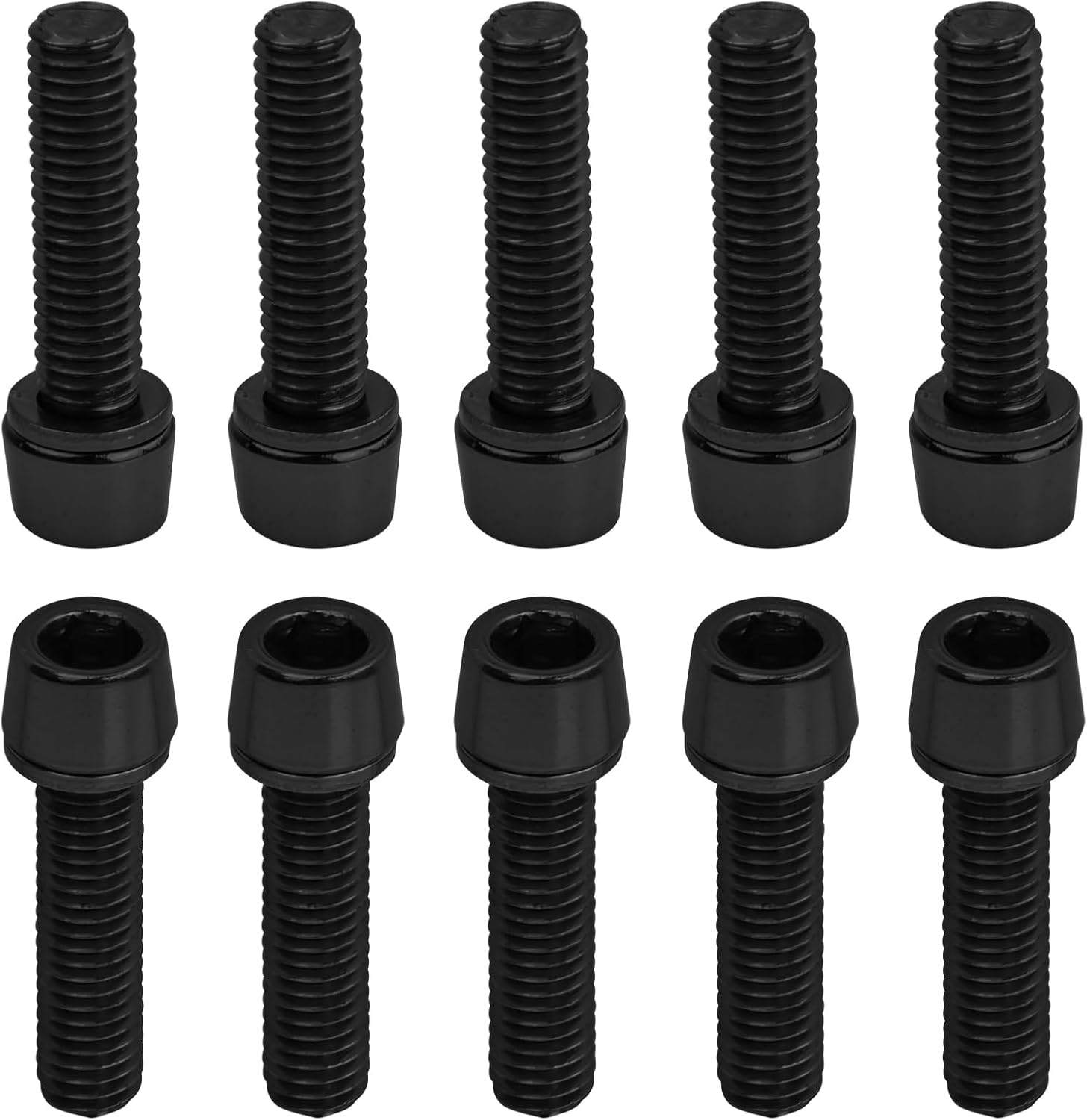 Pack of 10 Bicycle Stem Screws, M5 X 20 Mm Bicycle Stem Screws with Washers, Bicycle Cone Screws, Bicycle Stem Bolts, Cone Head Screw for Mountain Bike (Black) image number 6