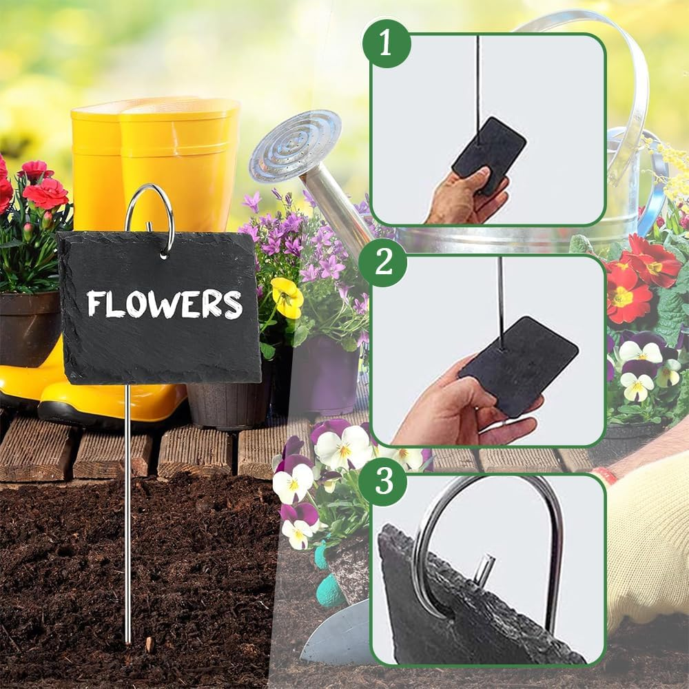 Plant Labels,Nursery Stake Tags Marker,Fruit Tree Labels,Weatherproof Reusable,With Stainless Steel Metal Rod,For Flowers,Herbs,Vegetables,Nursery,Garden Potting image number 1