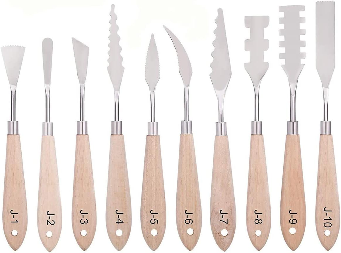 Artist Painting Knives Set - 5 Pieces Painting Knives Stainless Steel Spatula Palette Knife Oil Painting Accessories Color Mixing Set for Oil, Canvas, Acrylic