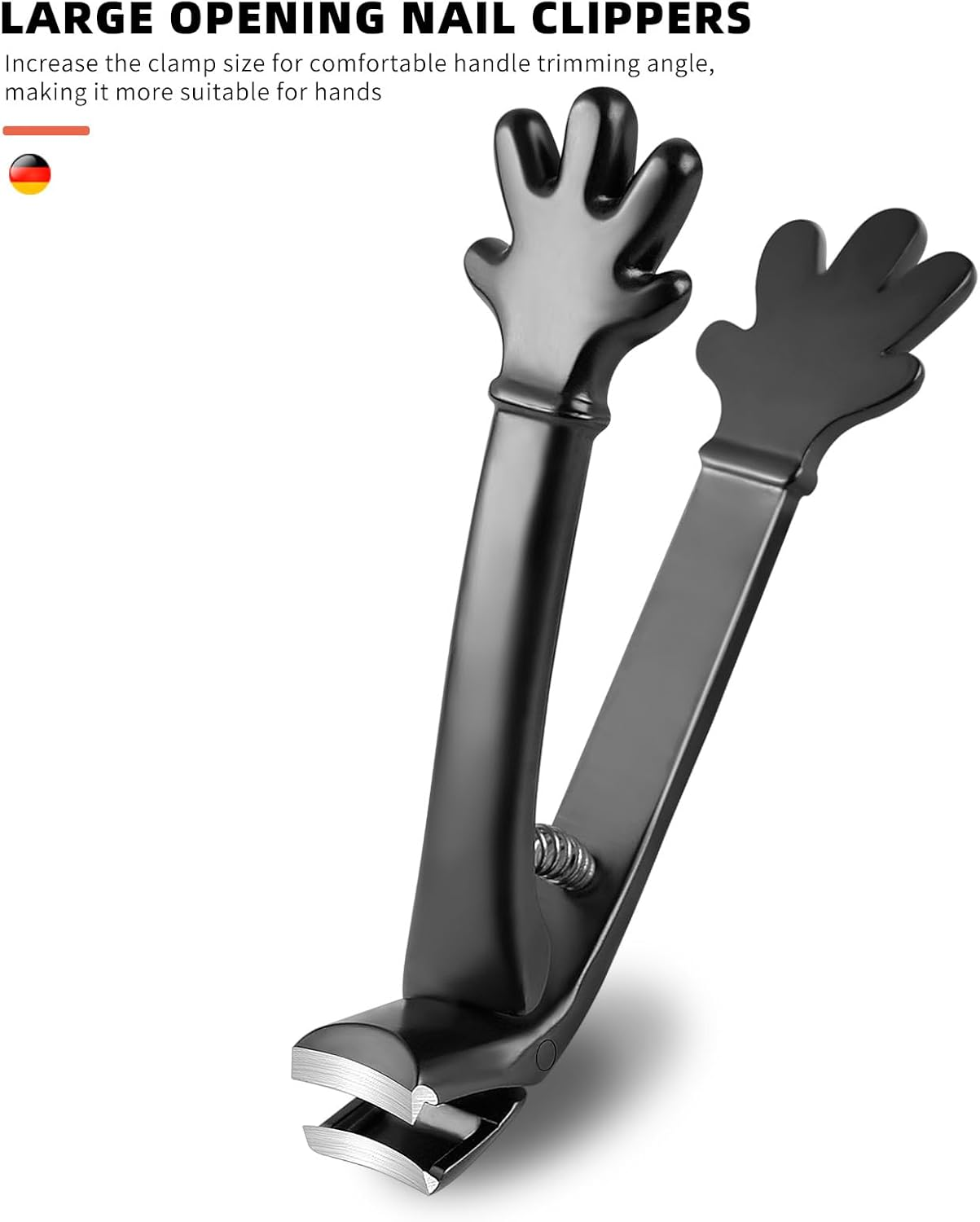 Professional Stainless Steel Nail Clippers Set &ndash; Sharp Precision Toenail & Fingernail Clipper with Ergonomic Handle, Nail File &ndash; Ideal for Men, Women, Seniors (Black) image number 2