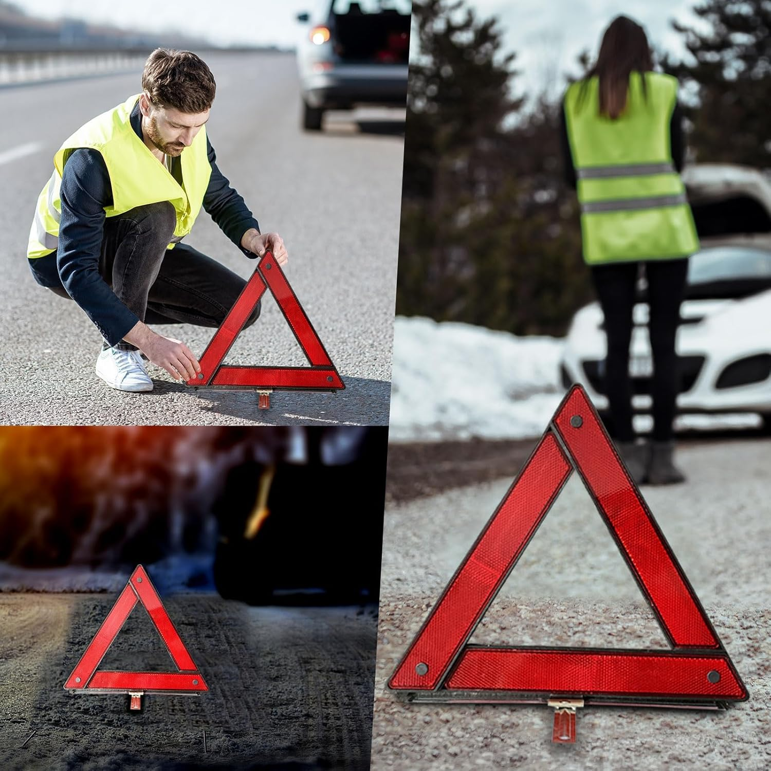 2 in 1 Emergency Warning Triangle & Reflective Safety Vest Kit, Car Safety Kit, Warning Triangles for Cars with Storage Case, Car Breakdown Kit, High Visibility Vest, Travel Roadside Aidt image number 6