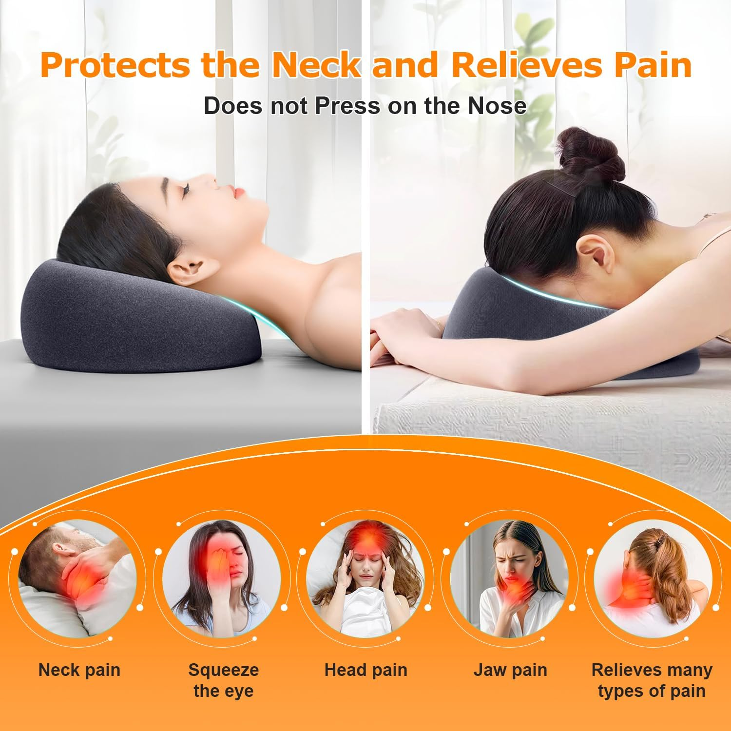 Zonngoo Massage Memory Foam Face Pillow - Soft O-Shaped Spa Massage Cushion with Zipper, Face Cradle Covers Soft Comfort Headrest Covers for Massage Bed, Machine Washable Knit Fabric image number 6