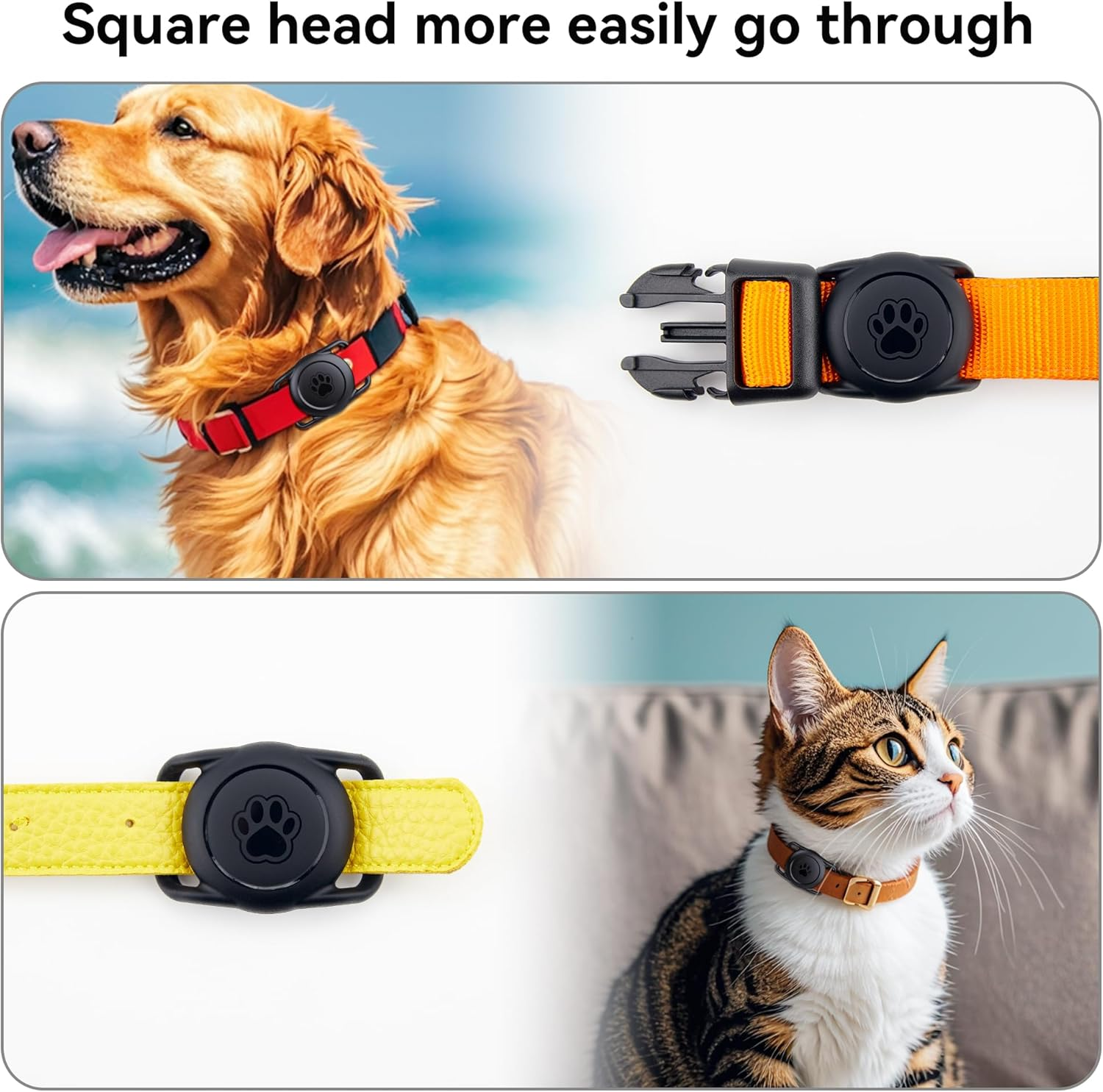Citymore for Apple Airtag Dog Collar Holder,2Pack Waterproof Air Tag Cat Collar,Soft Silicone Airtag Case for Dogs&Cats,Apple Air Tag Holder for Pet Collar - Fits All Width Collars