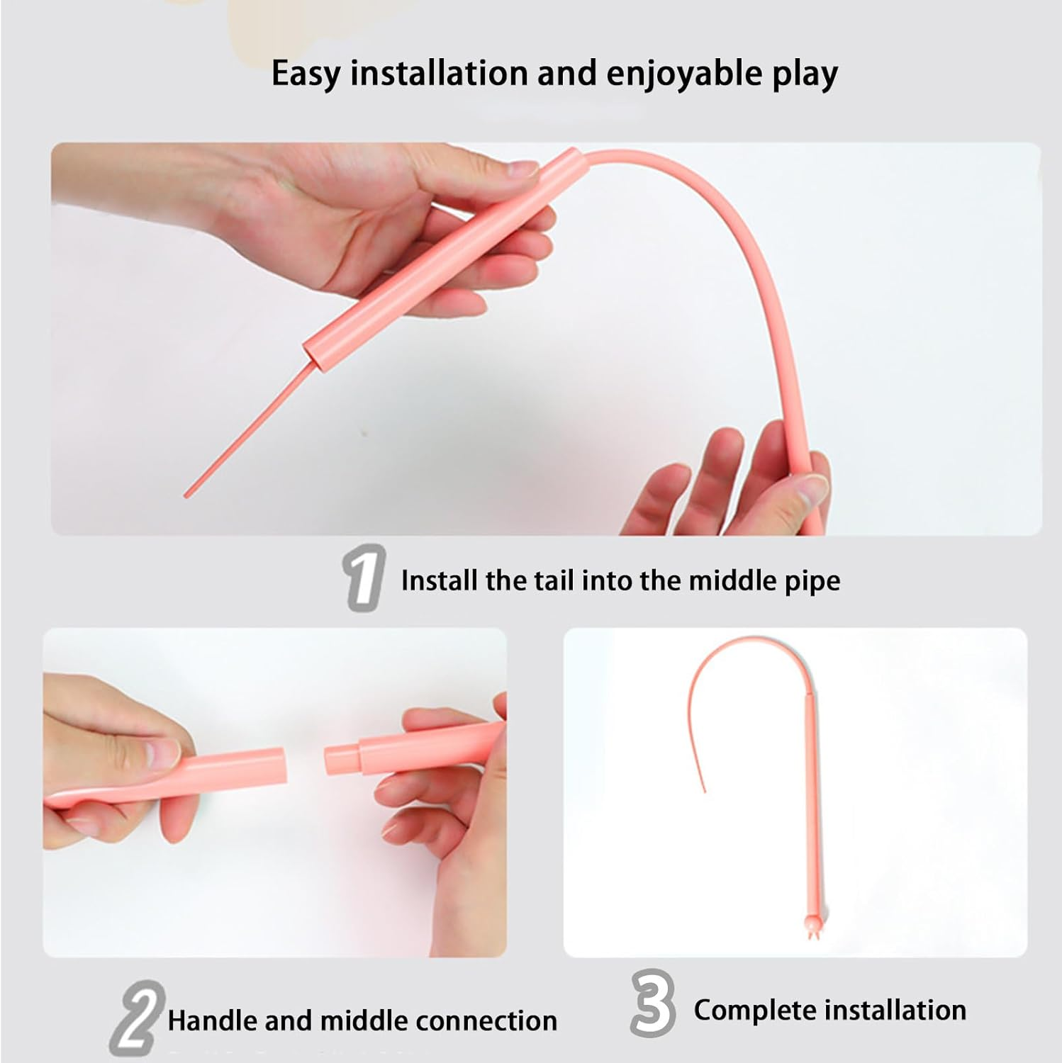 Cat Teaser, Bite-Proof Silicone Cat Wire Toy, 30 Inch Teaser Tail Shape Jumping Cage Indoor Playing Hunting Simulation Home Pet Mental Enrichment Exploring for Feline Fun image number 4