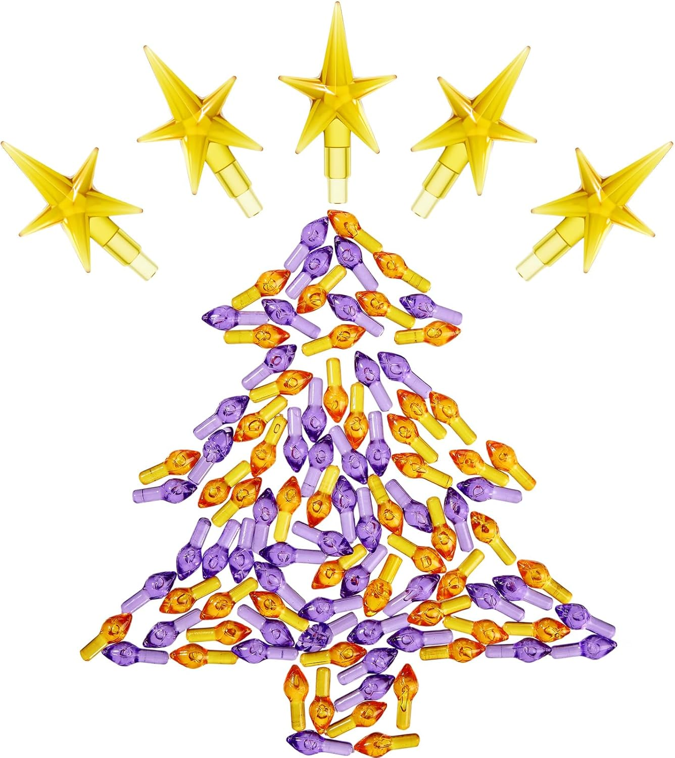 Boao 100 Pieces Ceramic Christmas Tree Bulbs and 5 Stars Replacement Plastic Tree Bulbs for Ceramic Christmas Tree Decorations(3.8 Mm Diameter,Transparent)