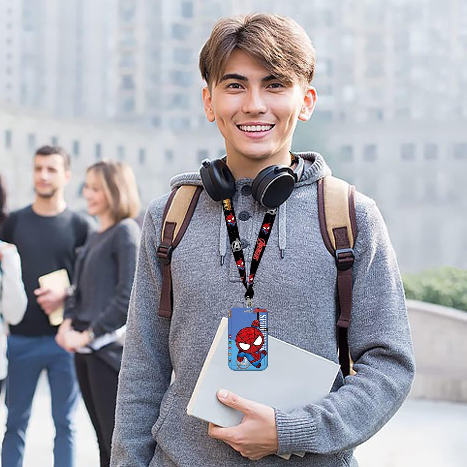 2Pcs Superhero Lanyard Rhyii-Cartoon Spiderman Superhero Waterproof with Card Holder Detachable Card Holders for Office School Supplies, ID Card, Keys Bus Card