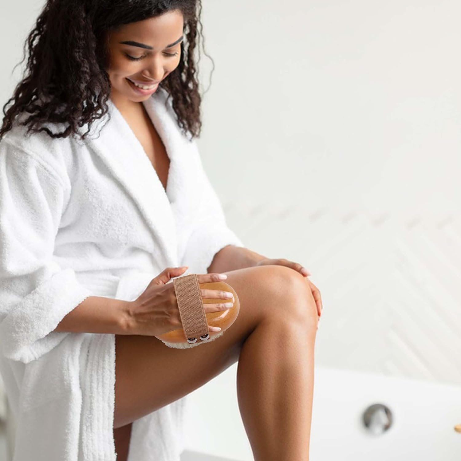 OWIIZI Dry Brushing Body Brush with Soft Nylon Bristles Antiskid Wooden Exfoliator Bath Scrubber for Wet or Dry Exfoliating,Body Scrub Deep Cleanse image number 4