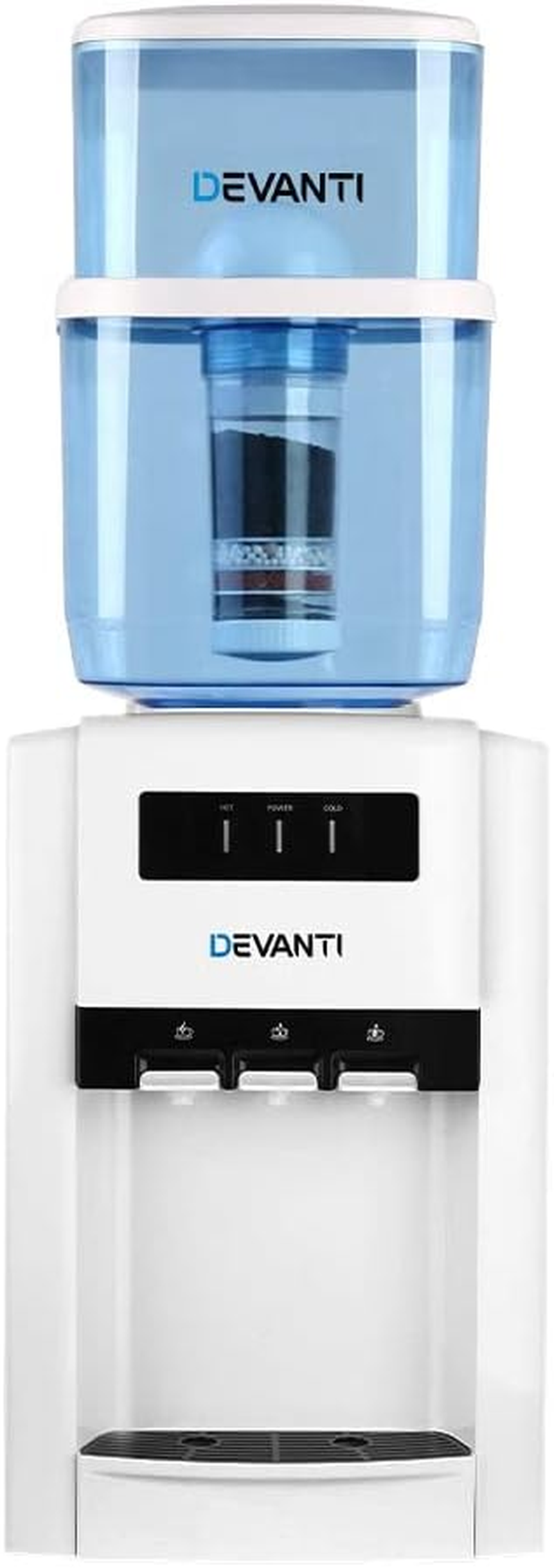Devanti Water Dispenser Top Loading Cooler for Office Home Living Room Indoor, Portable Cold Hot Chiller Purifier 22L with Filter Bottle, Benchtop White 3 Temperature Settings image number 5
