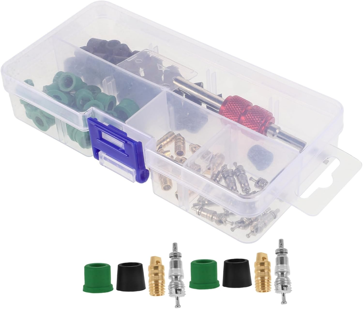 TINEASUR 71Pcs C Valve Core Removal Tool Set Automotive Repair Kit for Air Conditioning Maintenance and Construction Essential Valve Stem Core Remover Tools with Storage Box image number 5