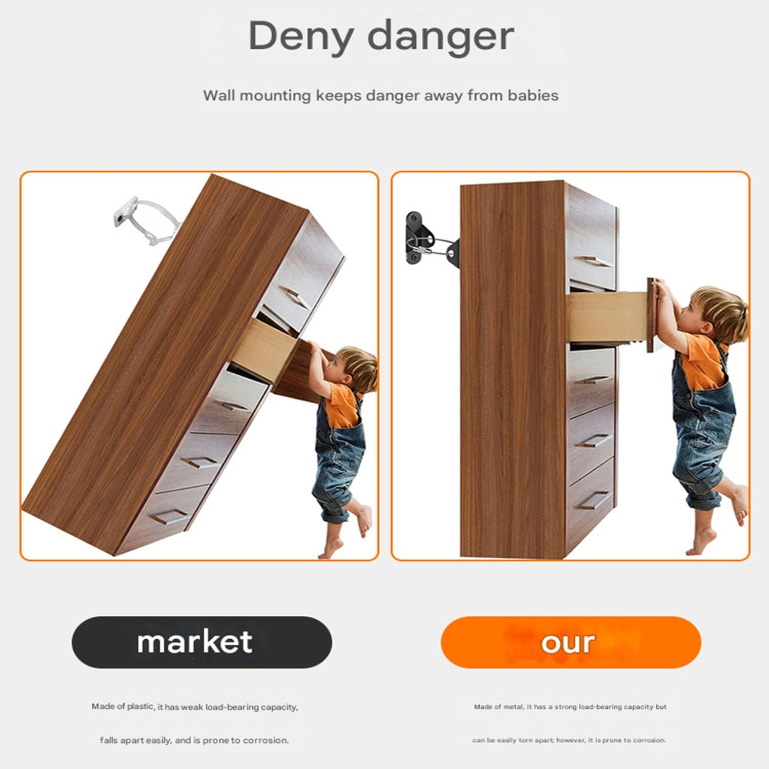 12 Pack Furniture Anchors for Baby Proofing Pet Protecting, Furniture Straps anti Tip Wall Anchor Securing 400 Lbs/Keep Baby Pet Safety from Falling, Earthquake Straps image number 5