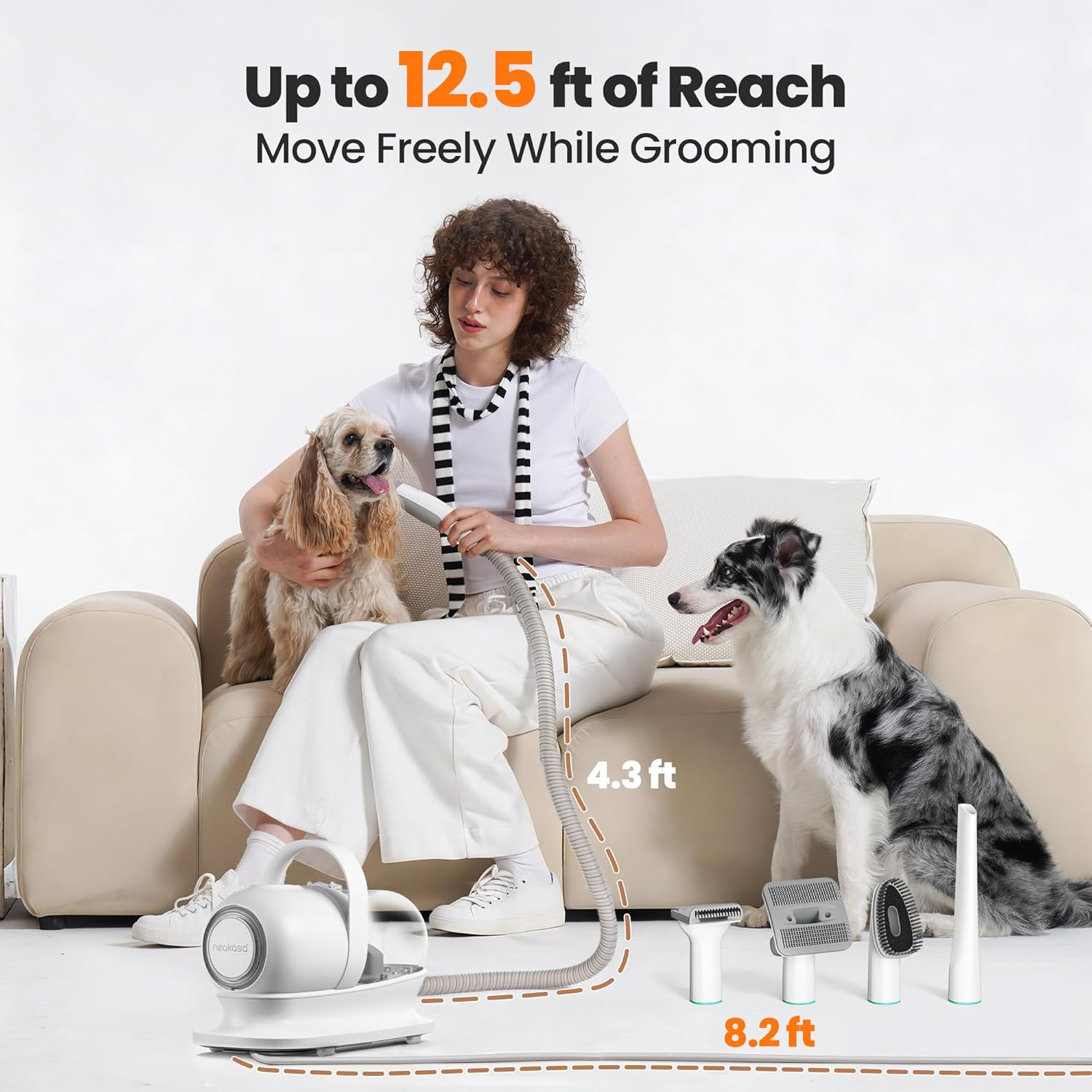 Neabot Neakasa P1 Pro Pet Grooming Kit & Vacuum Suction 99% Pet Hair, Professional Clippers with 5 Proven Grooming Tools for Dogs Cats and Other Animals image number 6