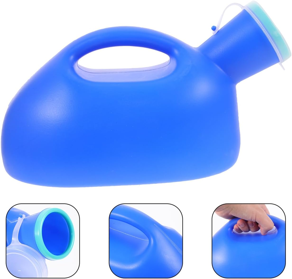 Car Portable Urinal Bottle with Lid Male Urinal Portable Spill Proof Urine Pot for Elderly Children Night Use Blue Plastic 9.4 Inch image number 3