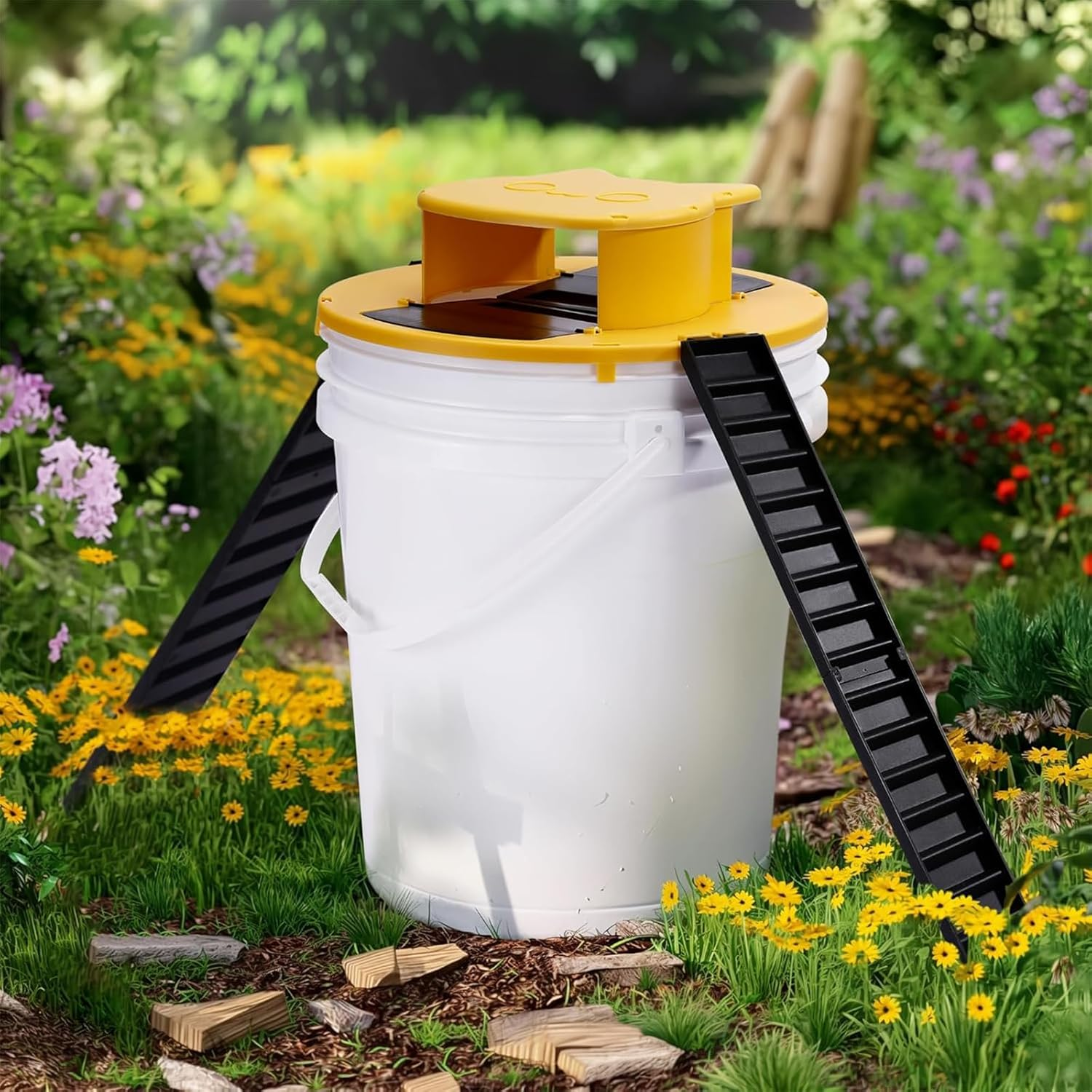 Yeanifeana Mouse Trap Bucket Lid, Dual Trap Door Design, Humane & Effective Rat/Mice/Chipmunk Traps for Indoor/Outdoor Use, Reusable Rodent Control with Quick-Catch Technology image number 6