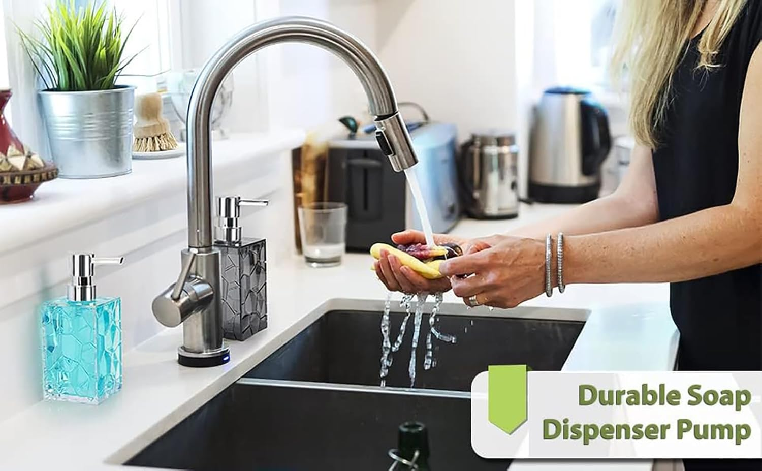 Clear Acrylic Soap Dispenser, Shampoo and Conditioner Dispenser Set, 2 Pack, 320Ml Capacity, Reusable Modern Bathroom Hand Soap Dispenser (Gray - 2Pack) image number 2