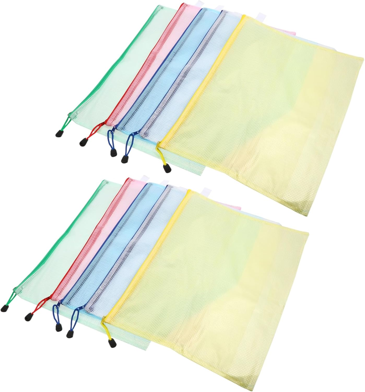 CAXUSD 10Pcs Mesh Zipper Pouch File Bag Stationery Document Bags for Filing Folder Zipper Document Pouch for School Boys and Girls Random Color image number 5