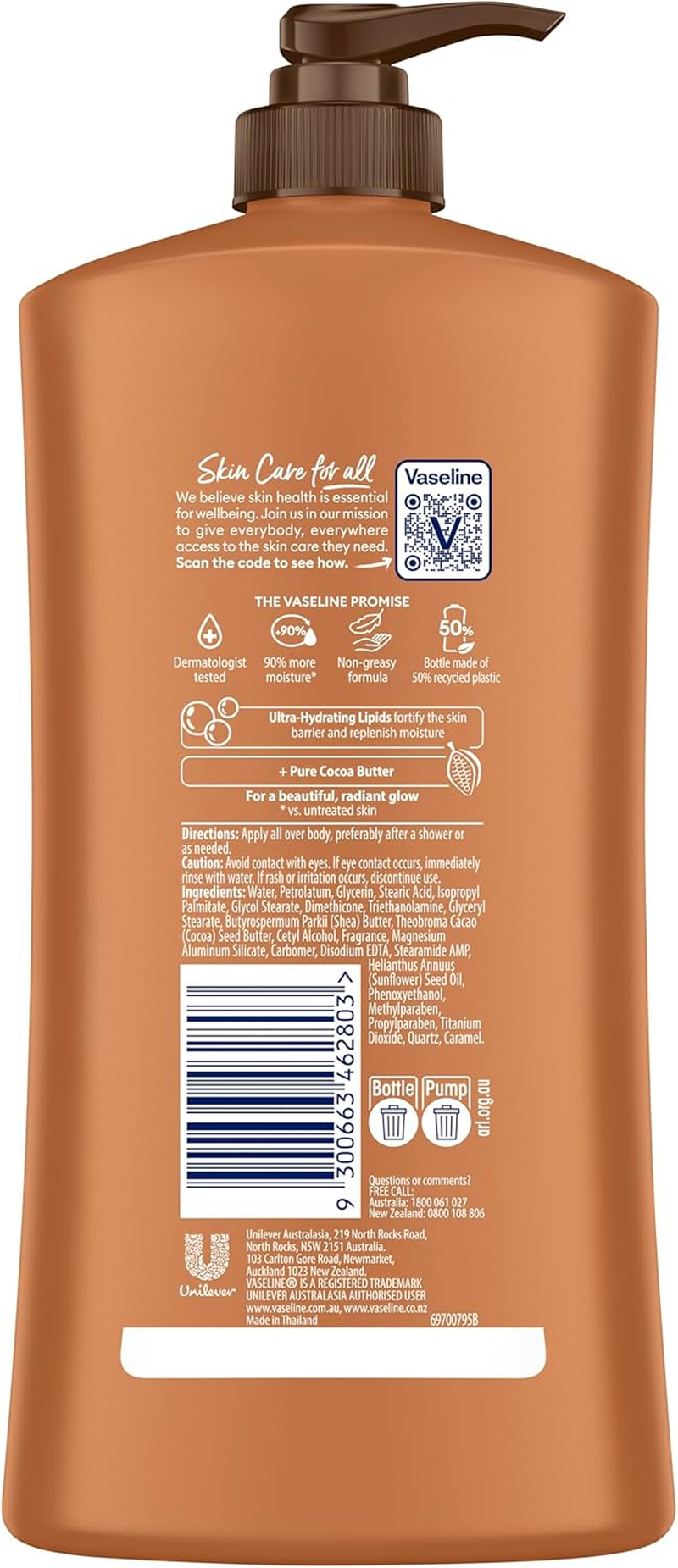 Vaseline Body Lotion Cocoa Glow, 750Ml image number 3