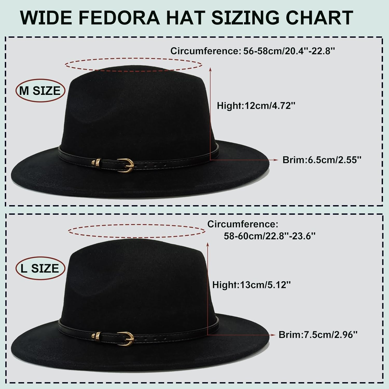 HEYANN Classic Wide Brim Fedora Hat Men Women Wool Felt Fedora Jazz Hat Retro Panama Fedora Hats Gentleman Jazz Cap with Belt Buckle for Beach Party image number 6