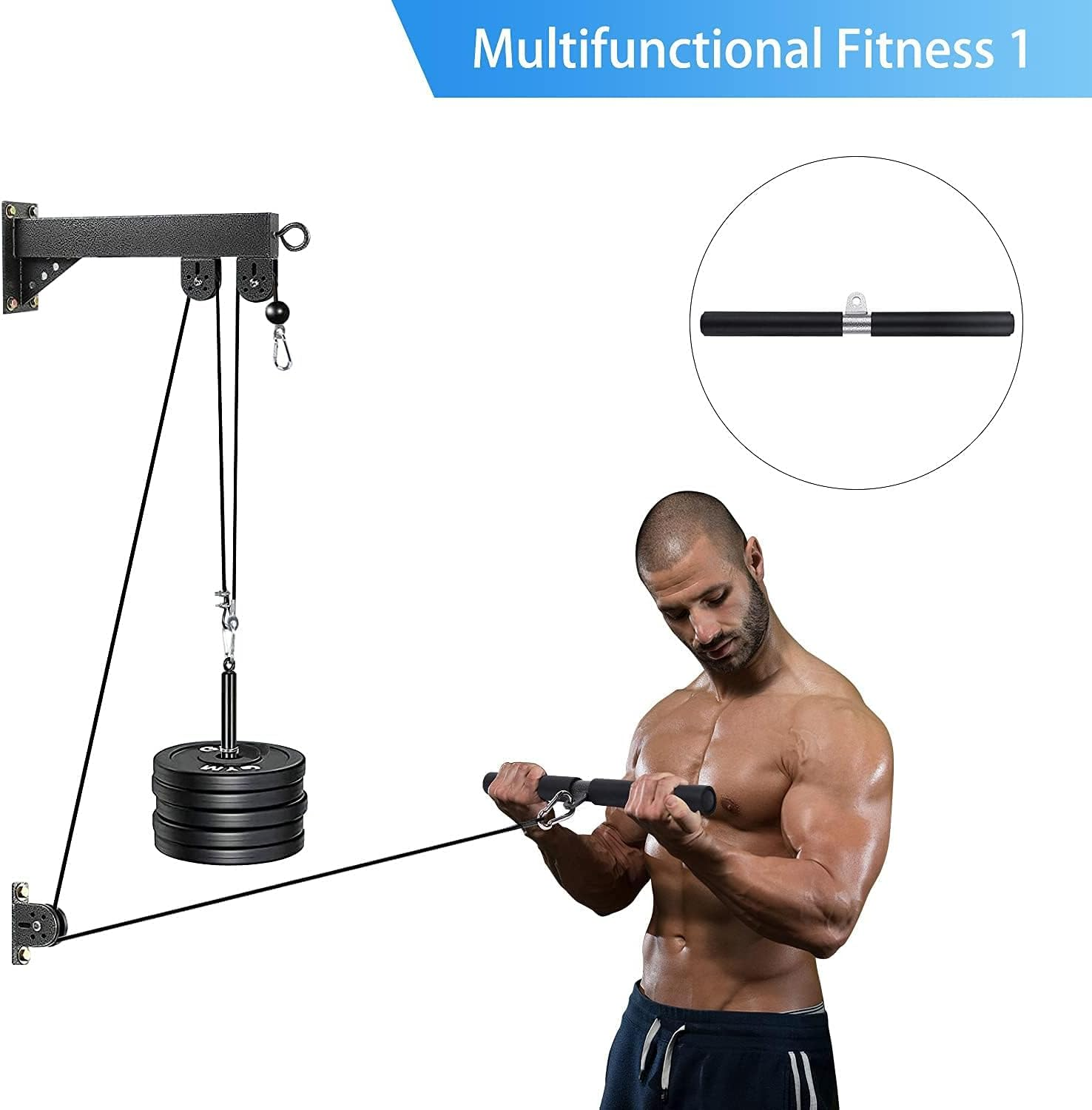 Pulley System Gym Cable Machine LAT Pulldown Attachments Chest Expansion Training Exercise and Fitness Home Gyms image number 3