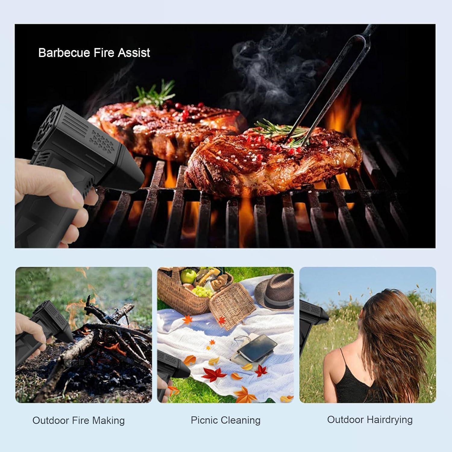 Electric Air Duster, 130,000RPM Car Dryer, 3 Gear Adjustable Jet Blower, Electric Cordless Leaf Blower for Patio Cleaning, Lawn Care and Car Drying image number 1