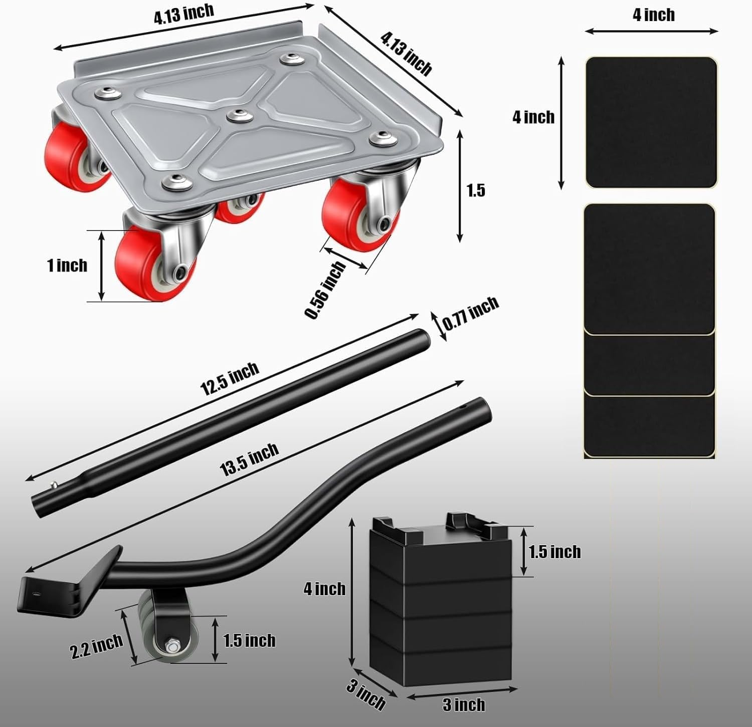 Rukoy Heavy Furniture Lifter Moving Tool Set - Carbon Steel Furniture Lifter 1322LBS Capacity - Heavy Duty Furniture Moving Wheels Rollers Tools for Bed, Sofa, Wardrobe, Table, Refrigerator image number 1