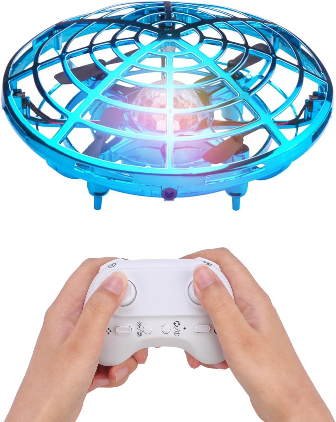 Bluefire Mini Drone for Kids Hand-Controlled Flying Ball Portable Pocket Quadcopter with 360&deg;Rotating and Shinning LED Lights UFO Toy Intelligence Sensor Aircraft Flying Toy for Boys(Blue)