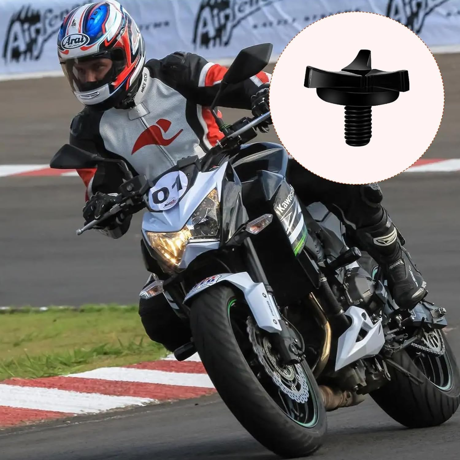 8Pcs Motorcycle Helmet Visor Screws with Rubber Washers & Visor Clips, Stainless Steel Helmet Accessories for Motorcycle/Dirt Bike/Atv Helmets (Black, Silver) image number 5