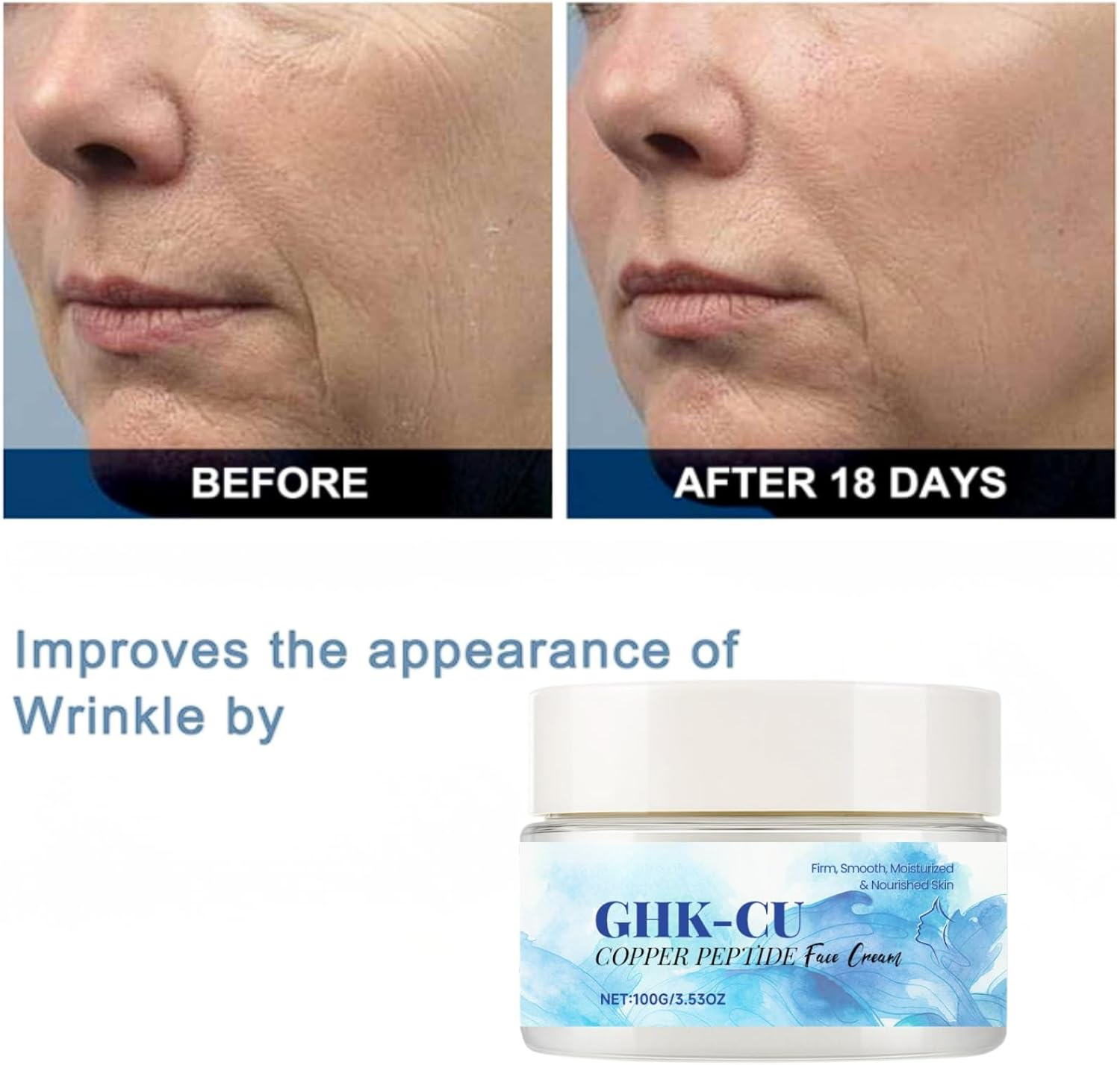 GHK-CU Copper Peptide Face Cream, Firming Moisturizing Anti-Aging Cream for Smooth Hydrated Skin, Revitalizing Copper Peptide Moisturizer for Fine Lines, Radiance Boosting Daily Repair Cream (1Pcs) - 4Pcs image number 2