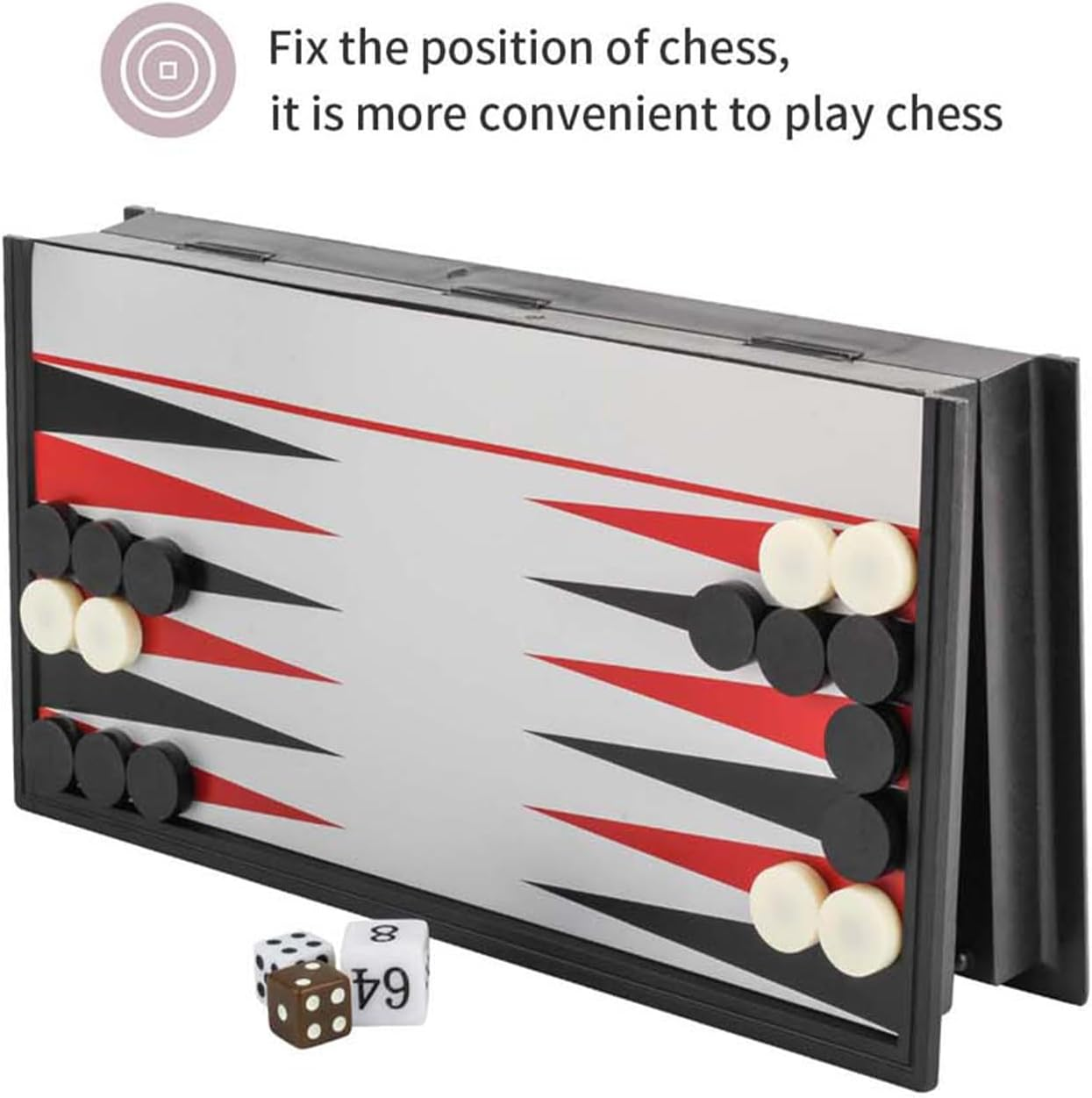 ZUNIPLEX Magnetic Backgammon Set,Dice Game,Magnetic Pieces,Small Land-Based Game,Board Game for Kids Beginner Travelling Chess Piece Set with Portable Storage Board(25Cm*25Cm) image number 4