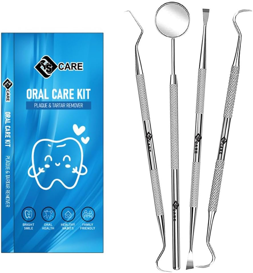 Dental Set Teeth Whitening Hygiene Kit 4Pcs Dentist Tools Set for Home Use Stainless Steel Mouth Mirror Tweezers Dental Picks Oral Care Set to Remover Tartar, Tooth Scraper image number 6