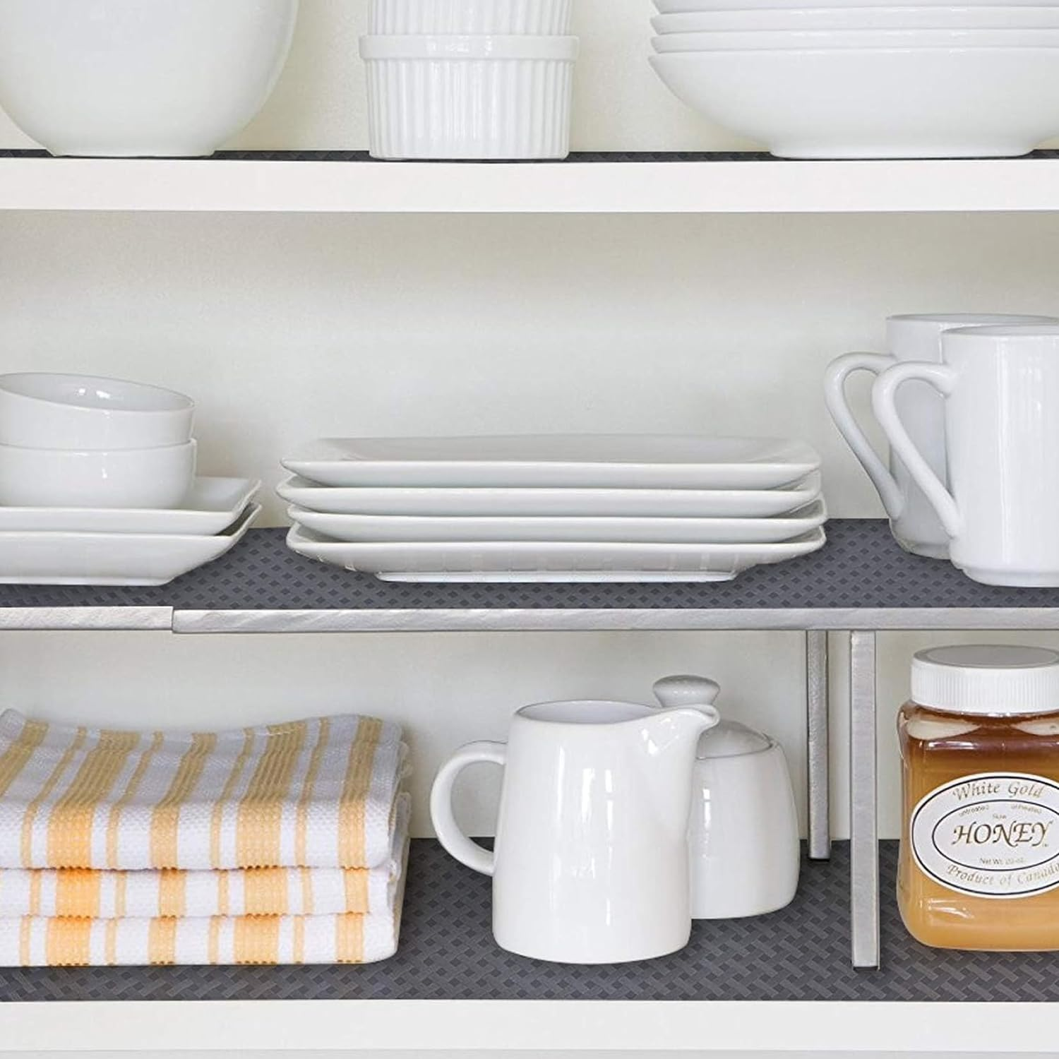 Shelf Liner Drawer Liners Kitchen Refrigerator Mats for Pantry Cabinet Liner Washable Fridge EVA Liner Woven Pattern Grey 30Cm X 600Cm image number 1