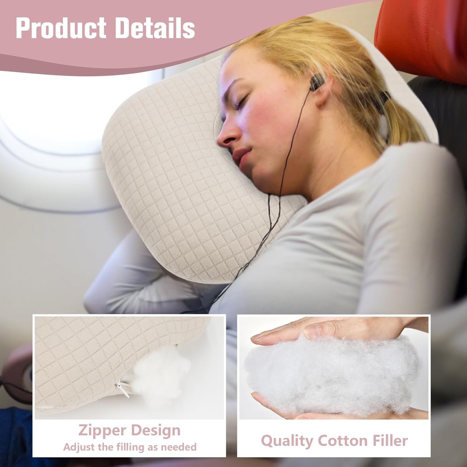 Roamready Ear Piercing Pillow for Side Sleepers, Ear Pillows with Holes for Pain, Earring Inflammation Pressure Sores, Cotton Earring Pillow for CNH Side Sleepers image number 4