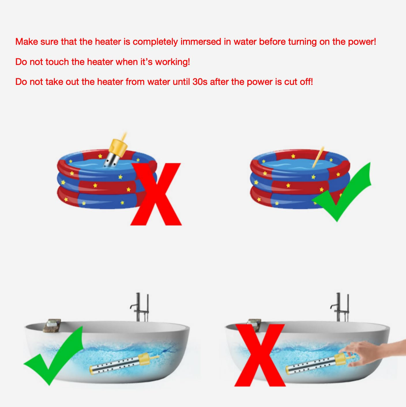 Immersion Water Heater, Water Heater Electric, Portable Bucket Water Heater, Submersible Stainless Steel Intelligent Temperature Control Digital LCD Thermometer Fast Heating image number 3