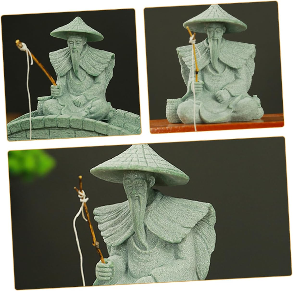 GARVALON Aquarium Decoration Fisherman Figurine Mini Fisherman Statue Garden Decor image number 6