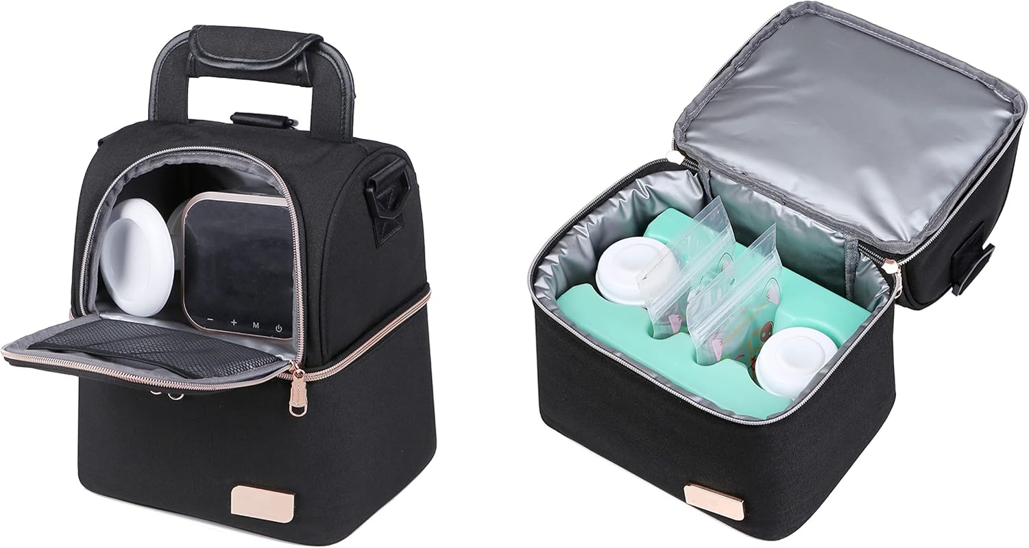 Meichoon Baby Bottle Cooler Bag Waterproof Breast Milk Freezer Baby Food Insulation Maternity Backpack Double Layer Fresh Keeping Travel Handbag for Nursing Mom Daycare - Pink image number 3