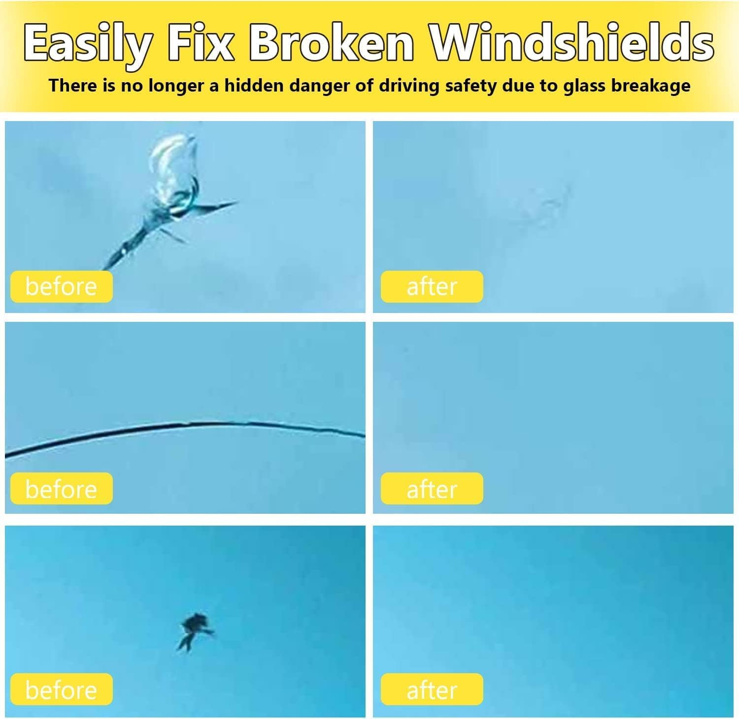 Windshield Repair Kit, Windshield Repair Kit for Chips and Cracks, Car Glass Repair Kit, Cracks Gone Glass Repair Kit, Automotive Glass Nano Fluid Windshield Crack Repair Kit for Chips (Yellow) image number 3