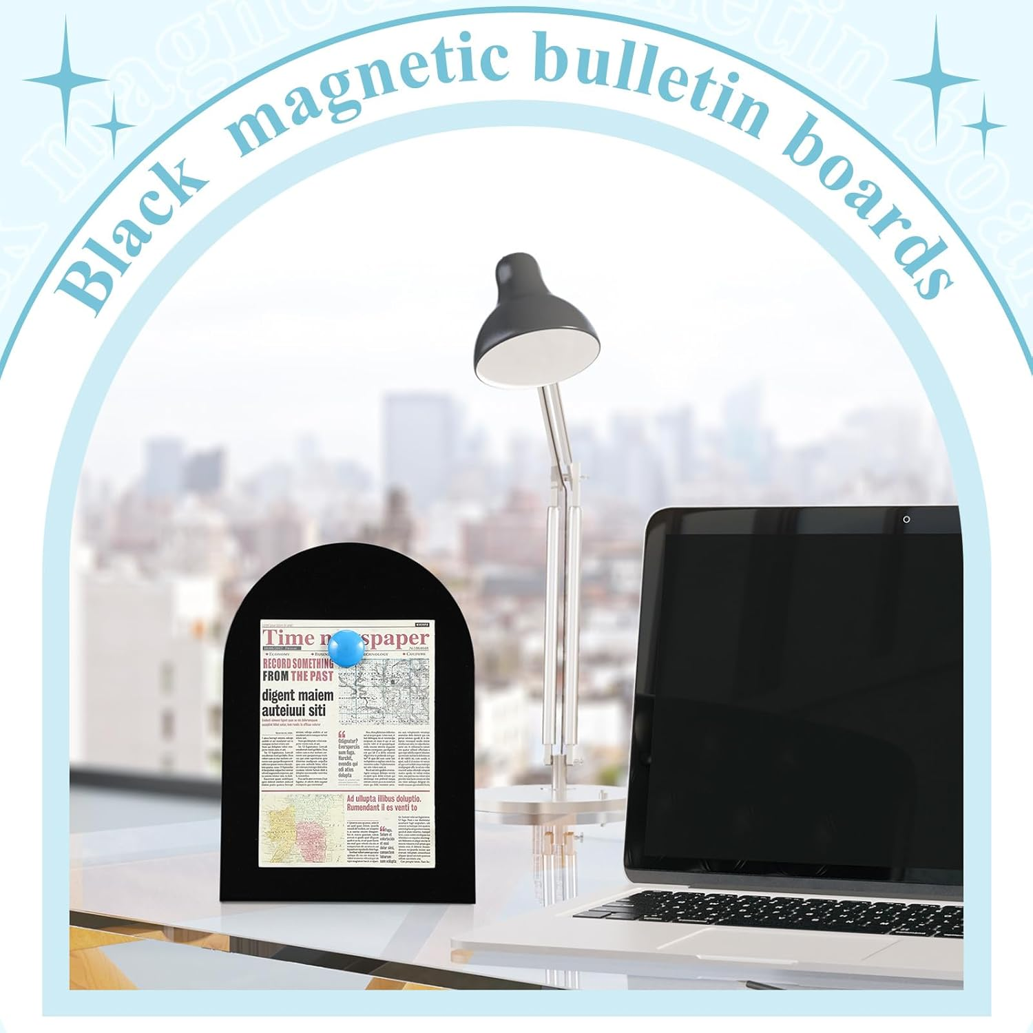 Shimeyao 2 Pcs Black Magnetic Bulletin Board for Tabletops with 8 Magnets 12 X 8.5 Inch Memo Display Easel Stand for Home Office School Kitchen Table Supplies (Arched) image number 6