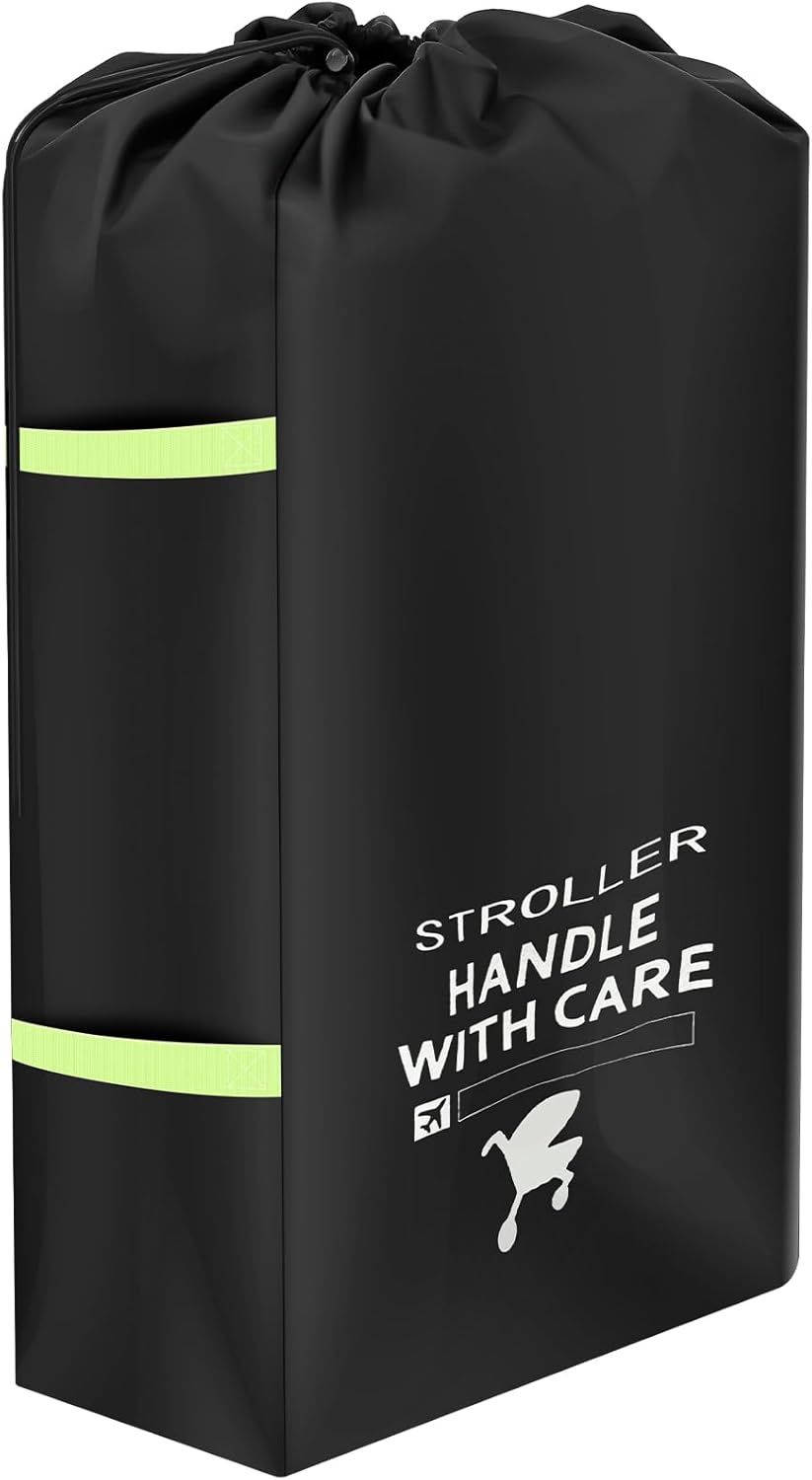 Stroller Bag for Airplane, Gate Check Waterproof Oxford Stroller Travel Bag, Foldable and Portable Design with Hand Straps Black 53X31X114Cm image number 3