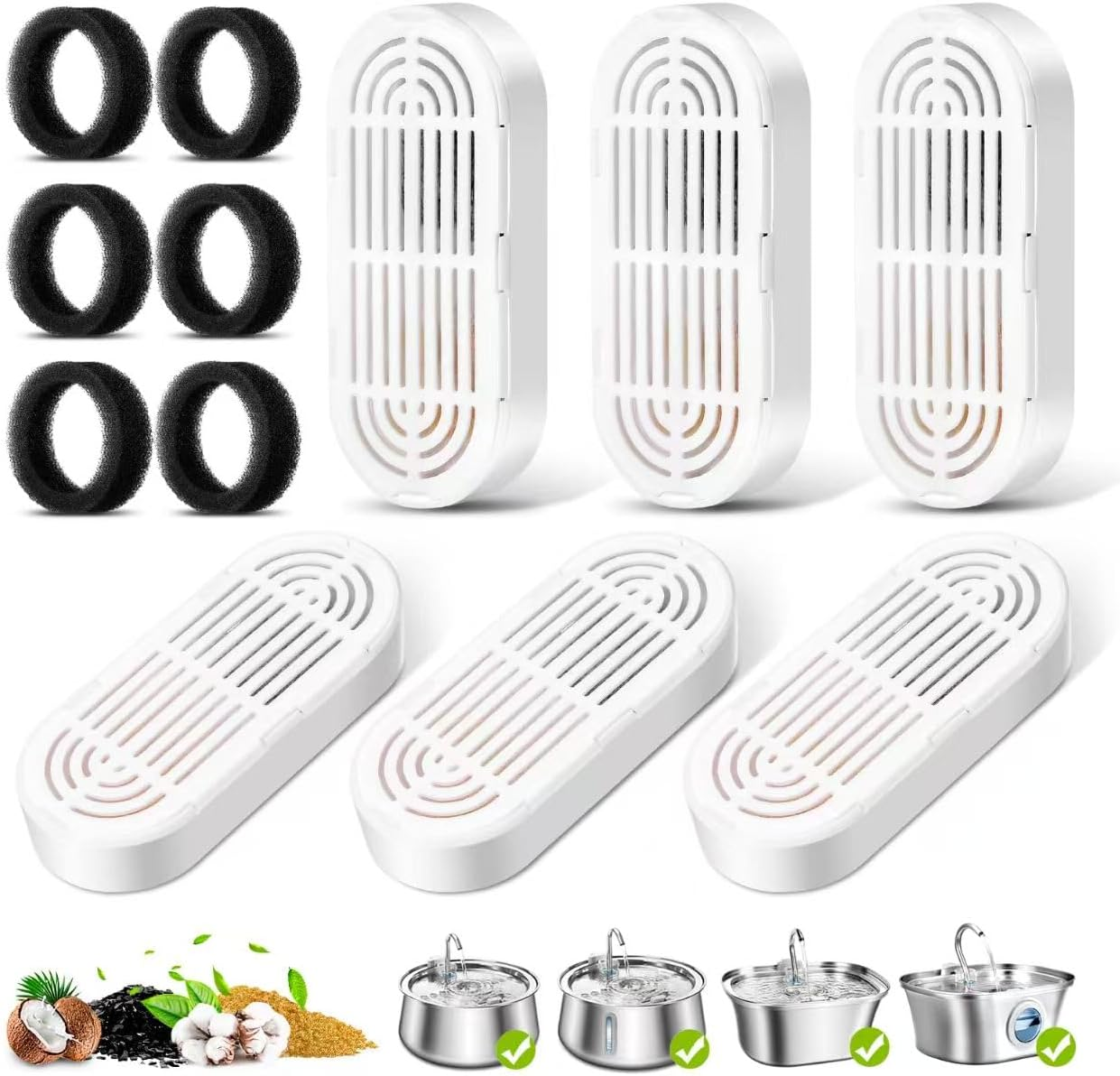 CLAMORA 12-Pack Cat & Dog Water Fountain Filters - Advanced Triple Filtration with Activated Carbon, Compatible with 4L Pet Fountains | Long-Lasting Replacement for Fresh Water & Odor Control image number 3