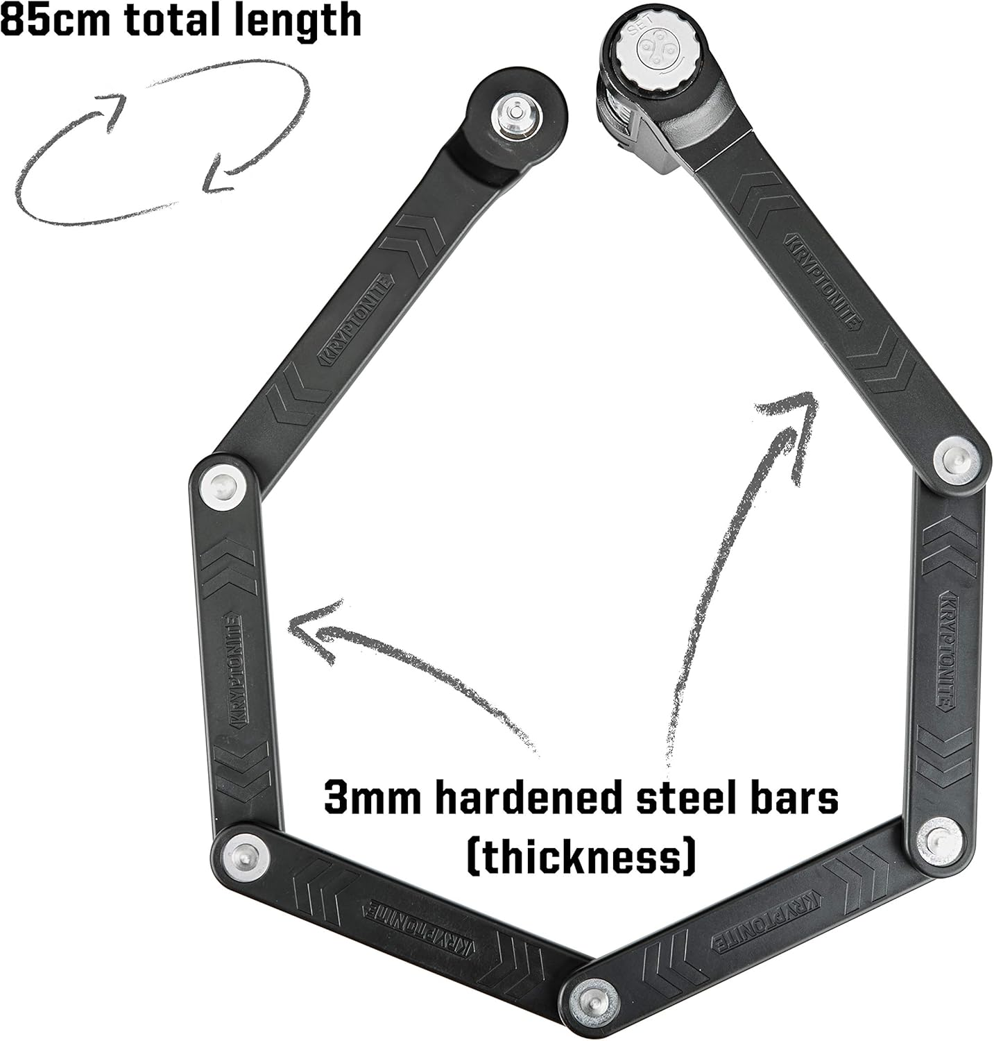 Kryptonite Keeper 585 Folding Combo Bicycle Lock, Black, 3Mm X 85Cm image number 2