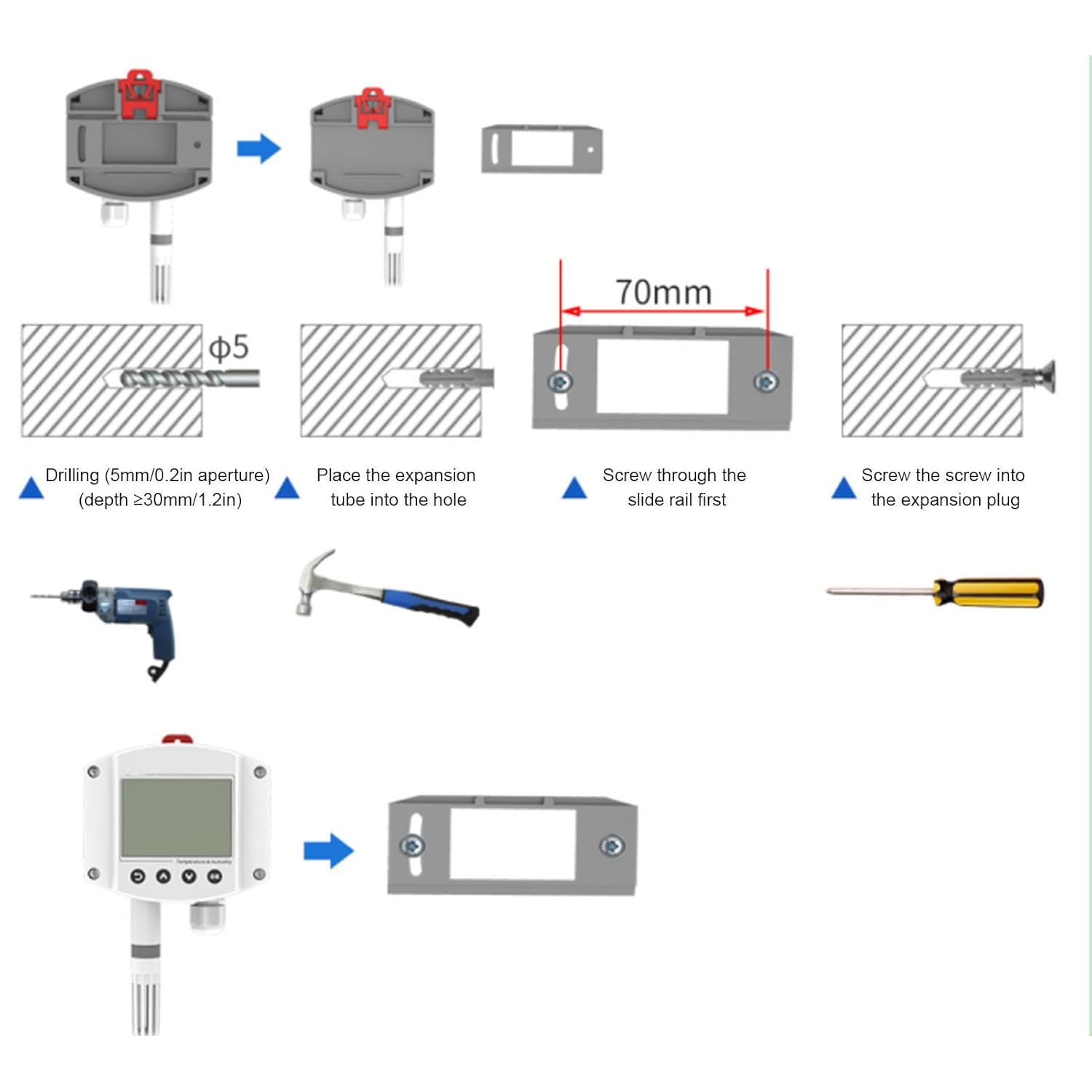 Temp & Humidity Sensor Transmitter with LCD, 4-20Ma Output, Wall-Mount for Industrial Monitoring &ndash; Accurate Climate Control