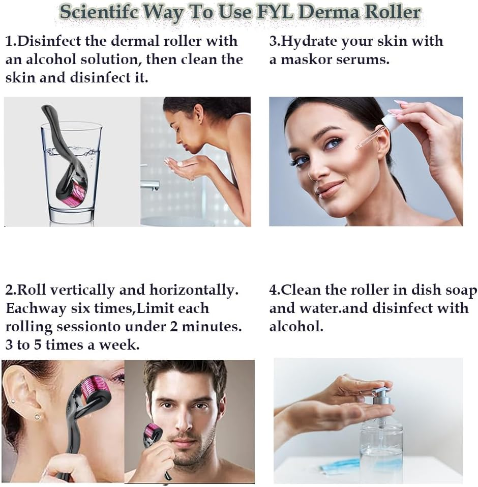 0.5Mm Titanium Derma Roller 540 Needles - Professional Microneedling Tool for Face & Hair Growth, Cosmetic Grade Dermaroller with Storage Case, Anti-Aging Skin Care Treatment Device image number 2
