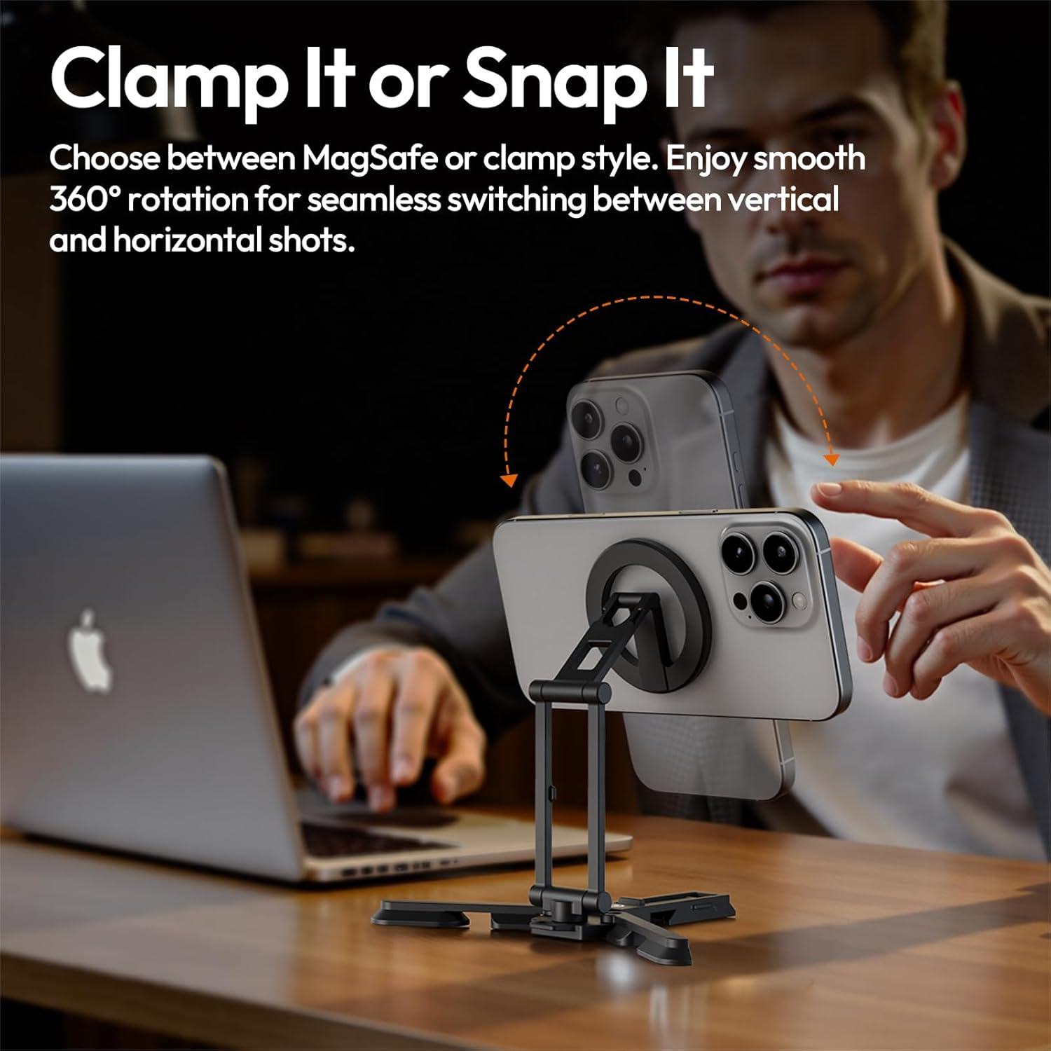 ULANZI SK29 Magnetic Phone Tripod, Foldable Mini Tripod Mount with Magsafe Phone Holder, Aluminium Cell Phone Stand with 1/4&rdquo;, Arca Uka Base, Travel Vlog Essentials for Iphone 17/16/15/14/13/12 image number 2