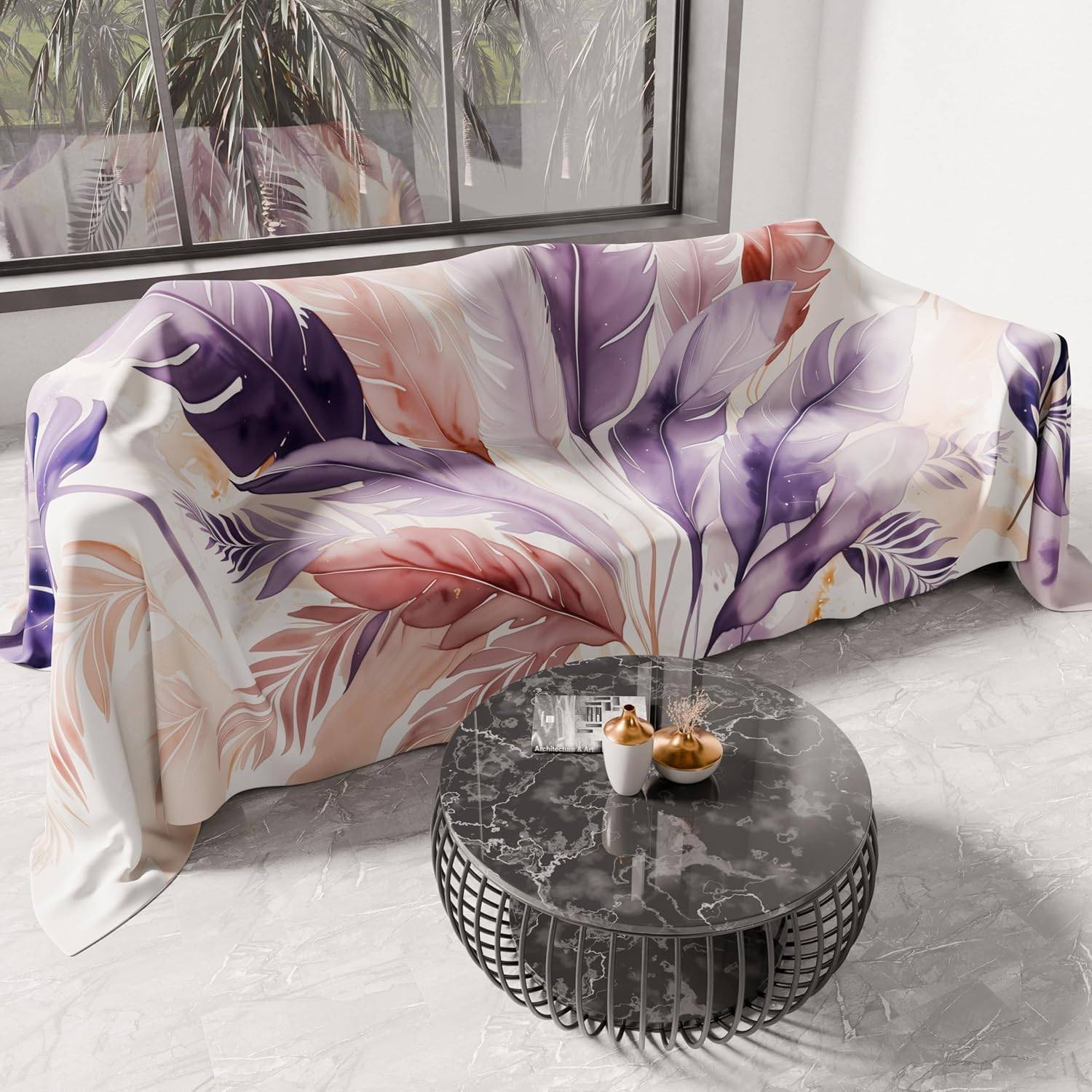 PETTI Artigiani Italiani - Double Bedspread Spring and Summer Lightweight Double Bed Linen Red Palm Tree 100% Made in Italy image number 5