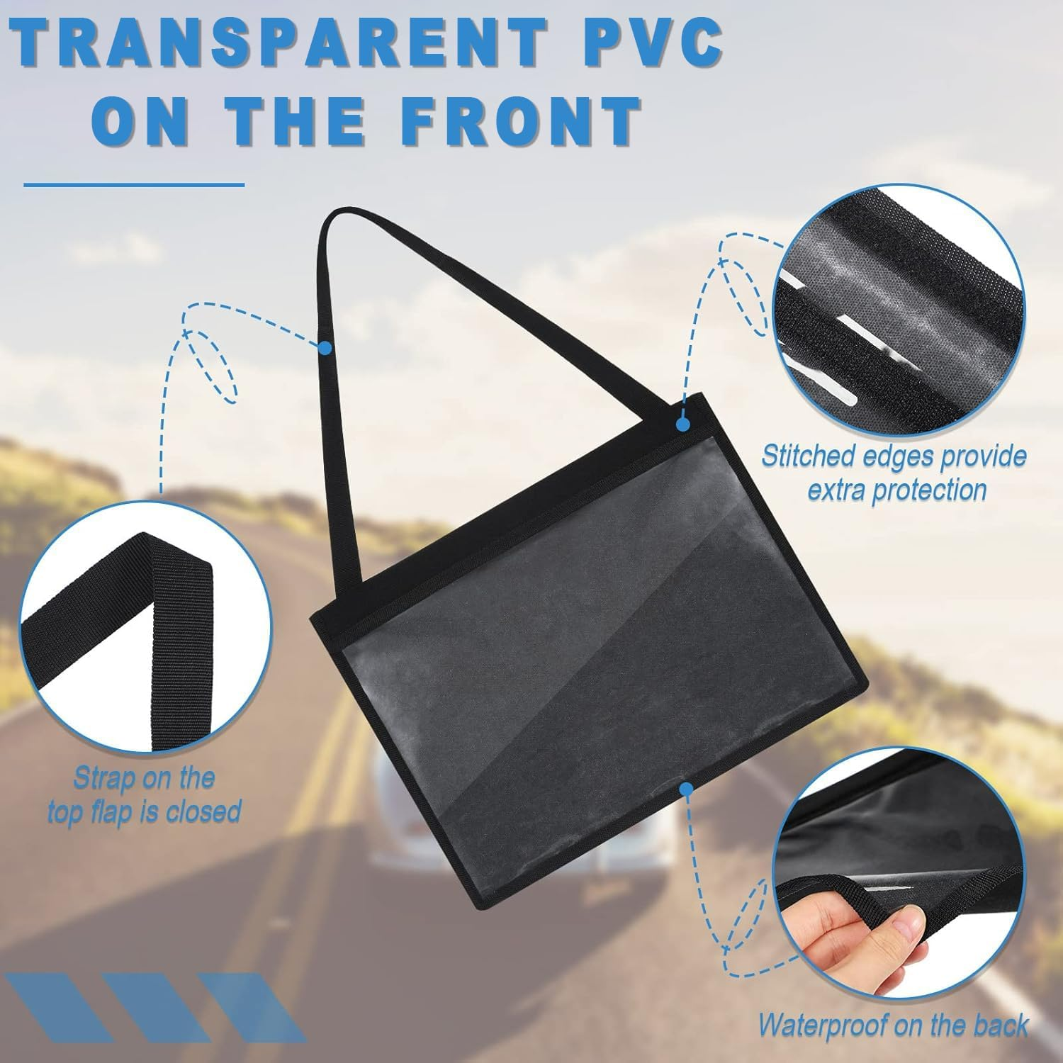 IONPSHG License Plate Holder with Hanging Strap Black License Plate Frame Cover Car Plate Bracket Test Drive License Plate Holde License Plate Tag Bag Dealer Plates Tag Bags for SUV Car Truck (2) image number 3